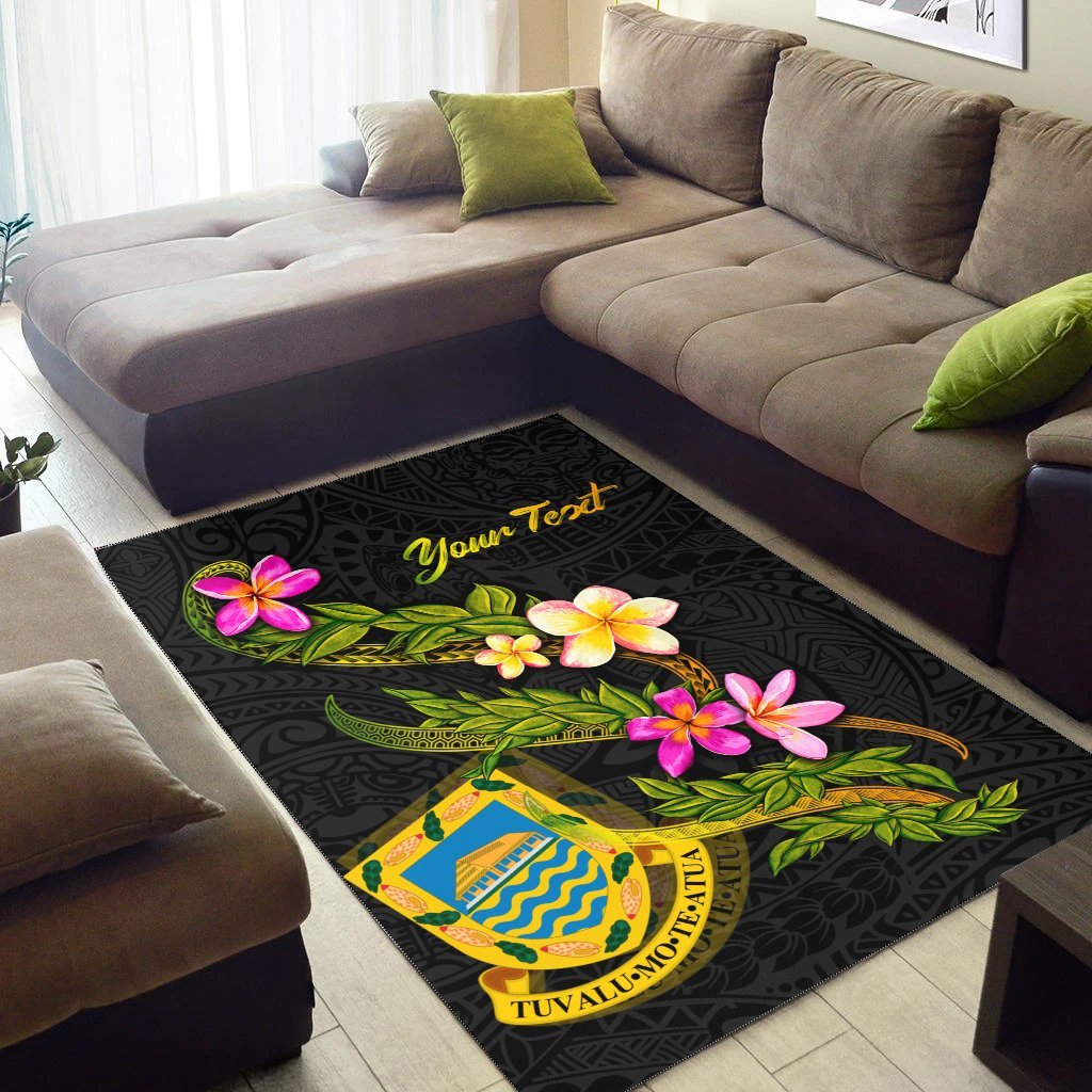 Tuvalu Polynesian Custom Personalised Area Rug - Plumeria Tribal - Vibe Hoodie Shop