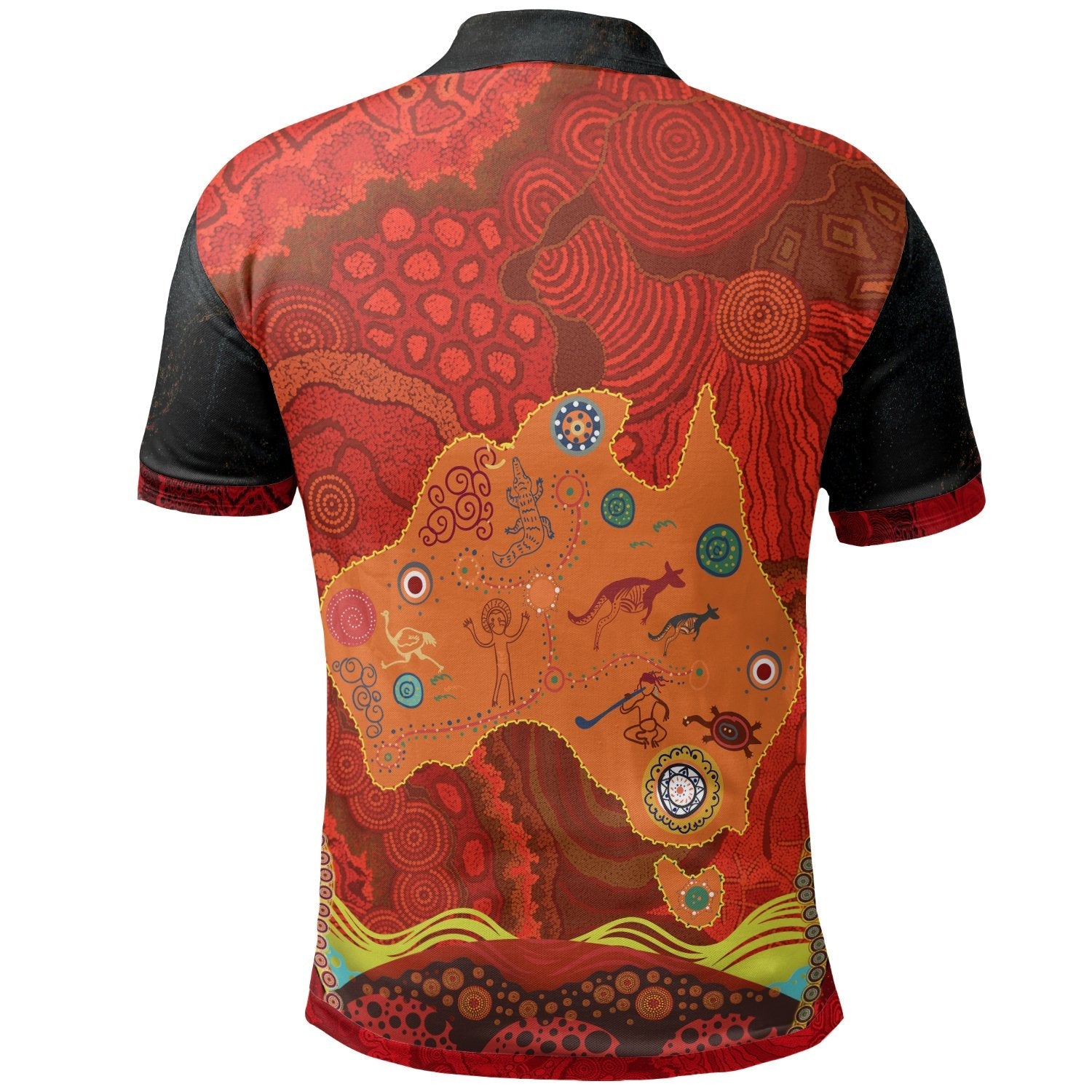 Polo Shirt, Aboriginal Red Patterns NAIDOC Week - Vibe Hoodie Shop