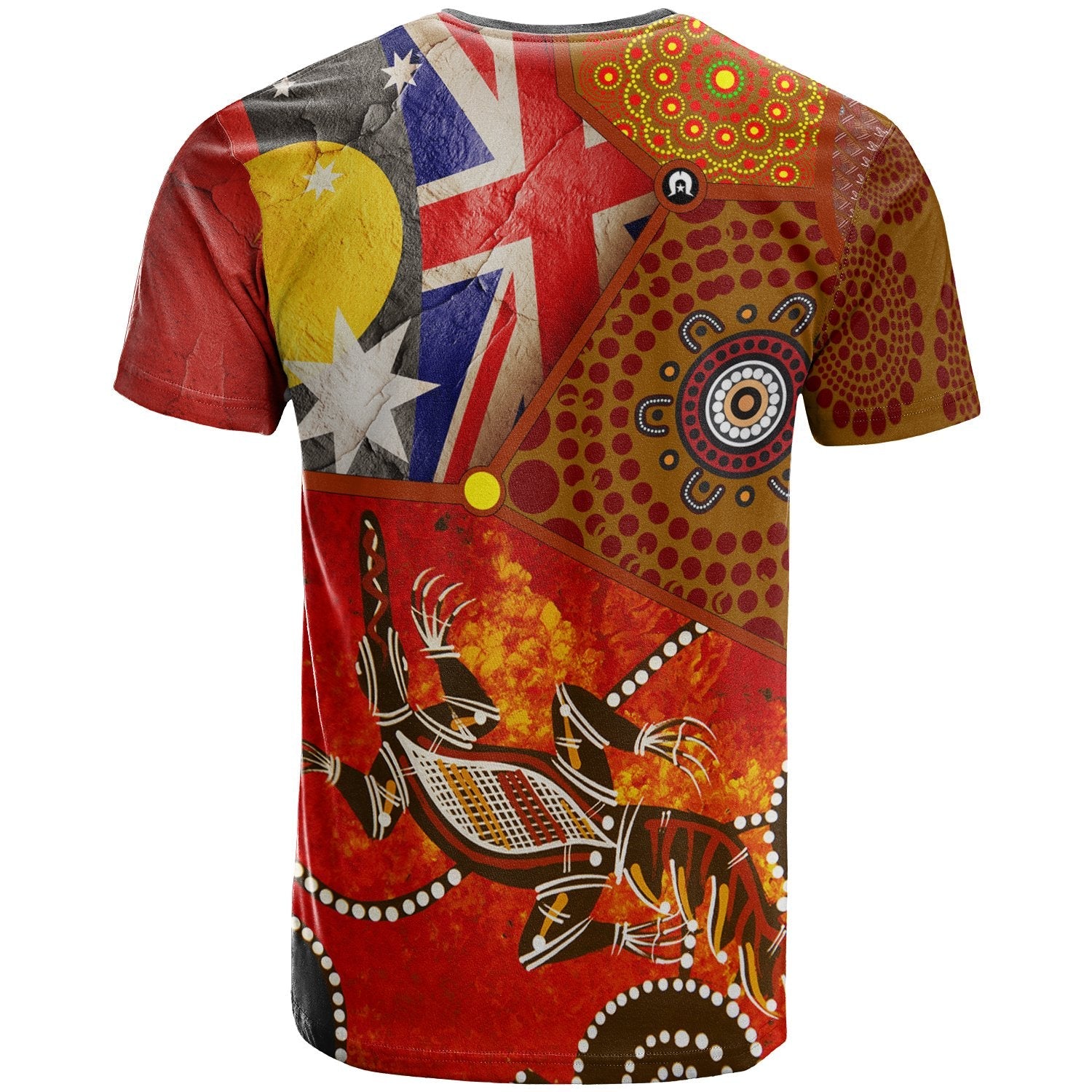 Aboriginal T shirt - Aboriginal Dot Patterns and Flags, Crocodile - Vibe Hoodie Shop