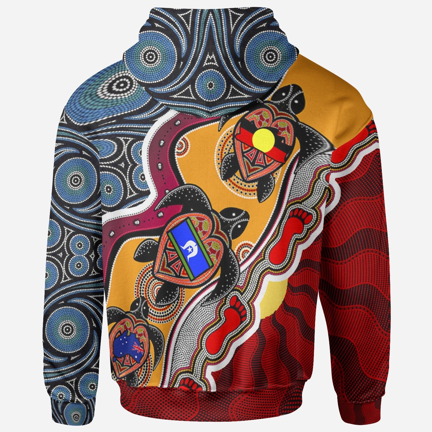 Hoodie - Australia Aboriginal Dots With Turtle and NAIDOC Flags - Vibe Hoodie Shop