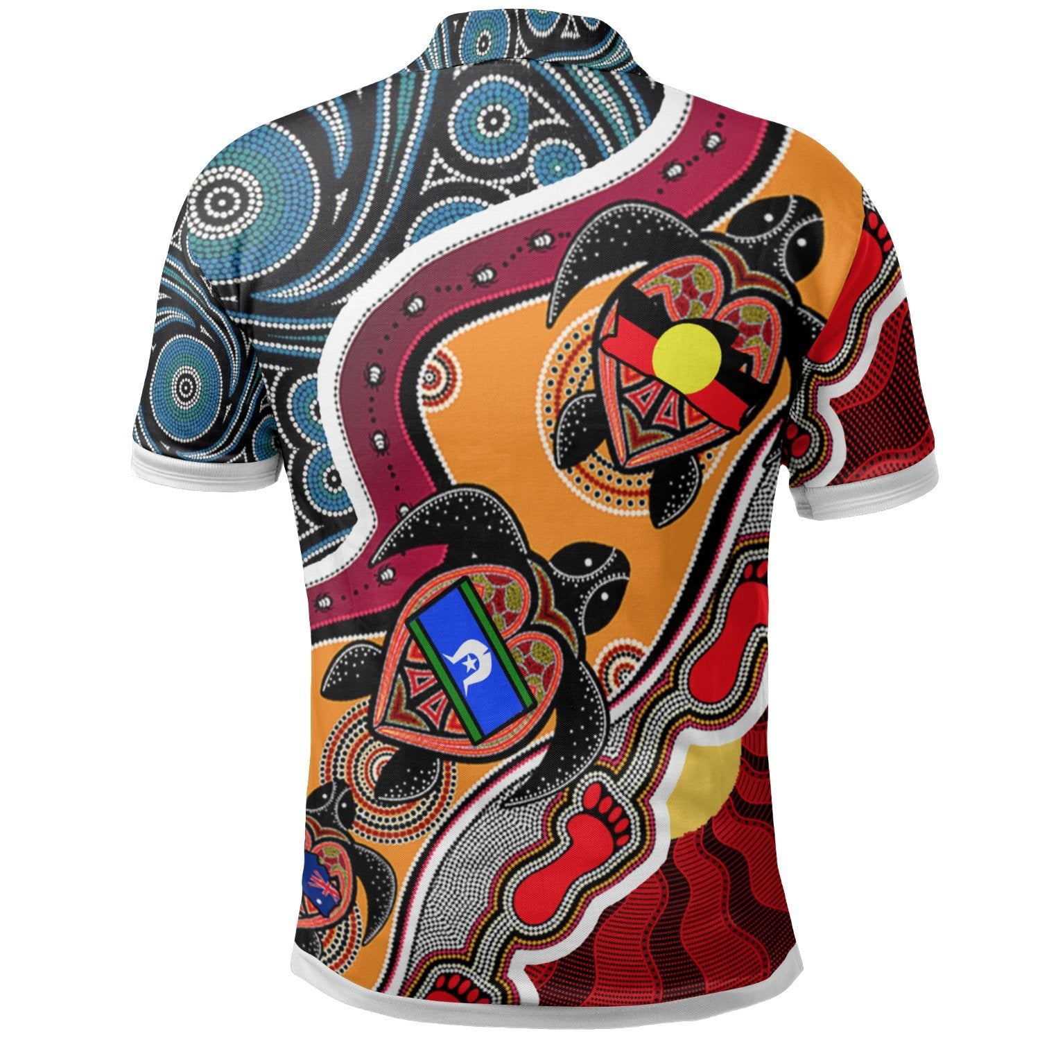 Custom Polo Shirt - Australia Aboriginal Dots With Turtle and NAIDOC Flags - Vibe Hoodie Shop