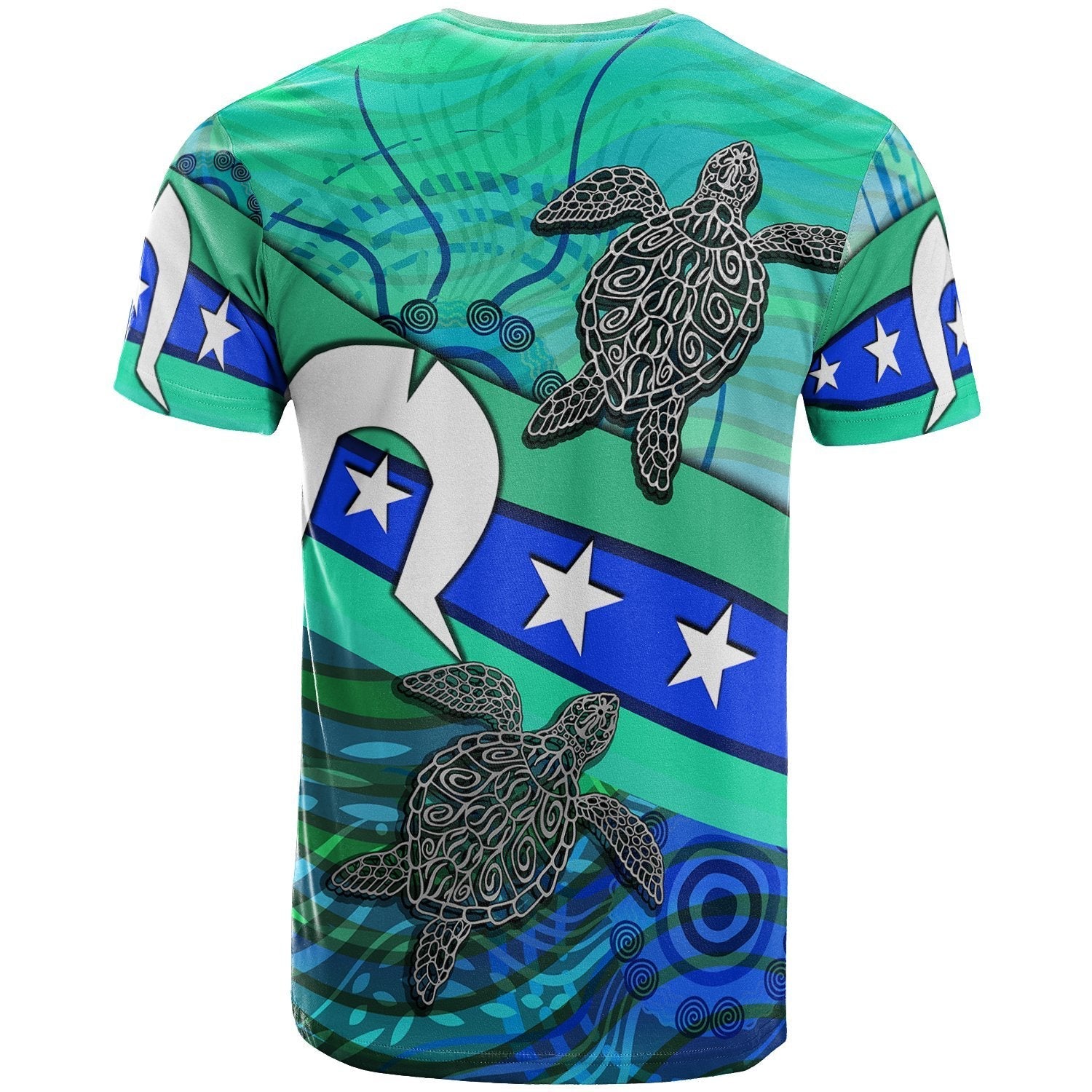 Personalised T shirt - Torres Strait Flag And Turtle - Vibe Hoodie Shop