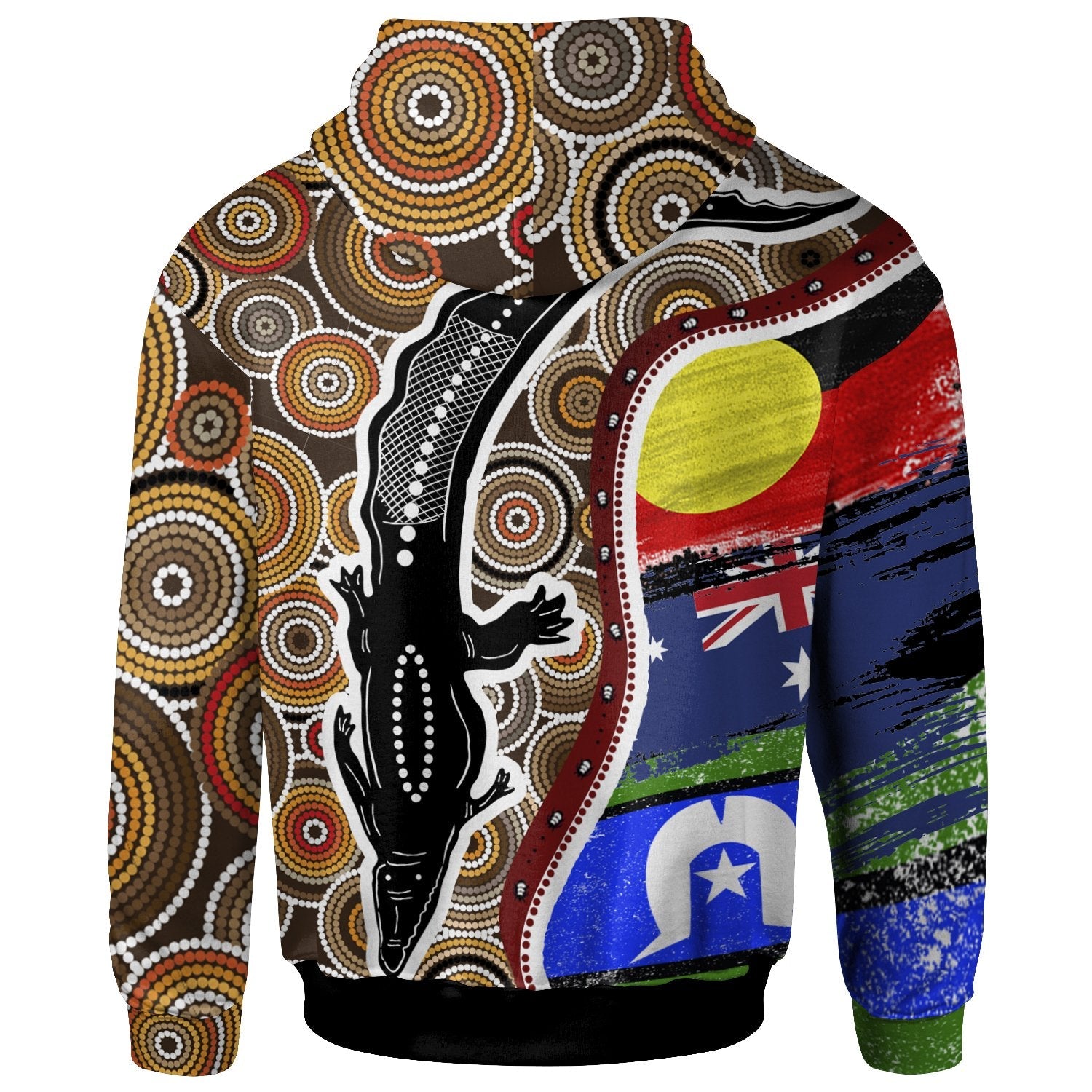 Hoodie - Australian Aboriginal Crocodile With NAIDOC Flags - Vibe Hoodie Shop