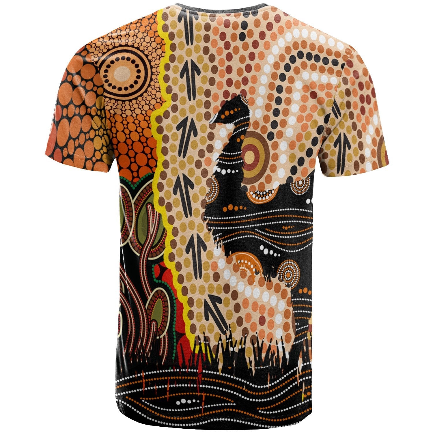 T shirt - Australian Aboriginal Sun and Emu - Vibe Hoodie Shop