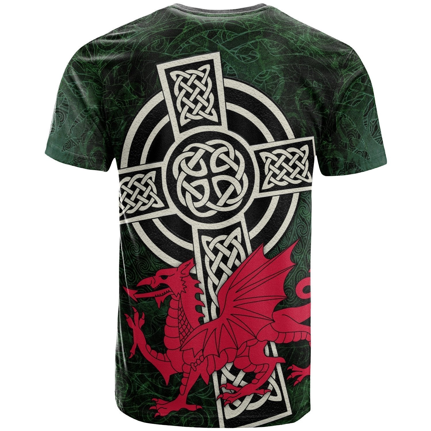 Wales Celtic T shirt - Celtic Cross and Cymru Skew Style - Vibe Hoodie Shop