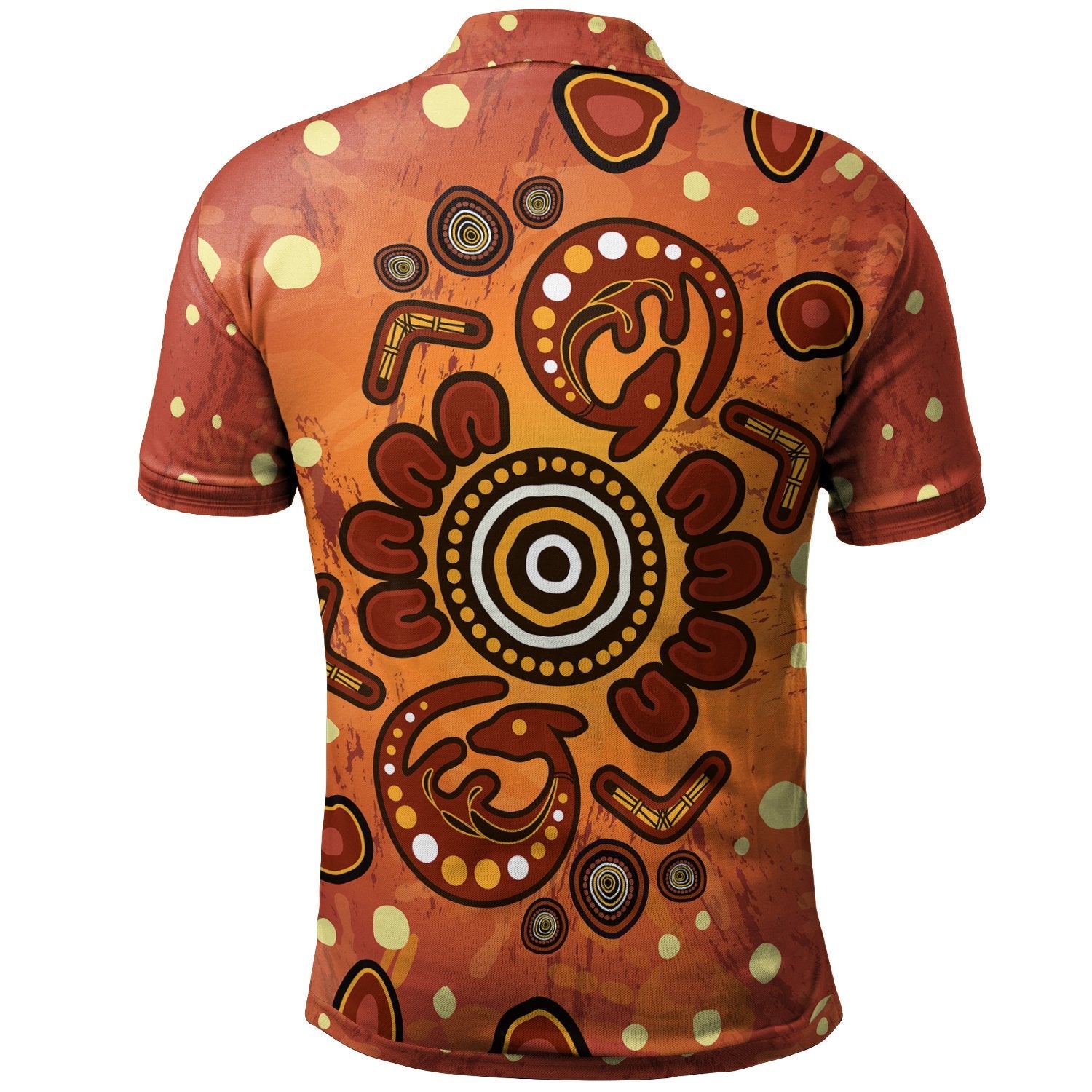 Aboriginal Polo Shirt - Baby Kangaroo And Dot Painting Patterns - Vibe Hoodie Shop