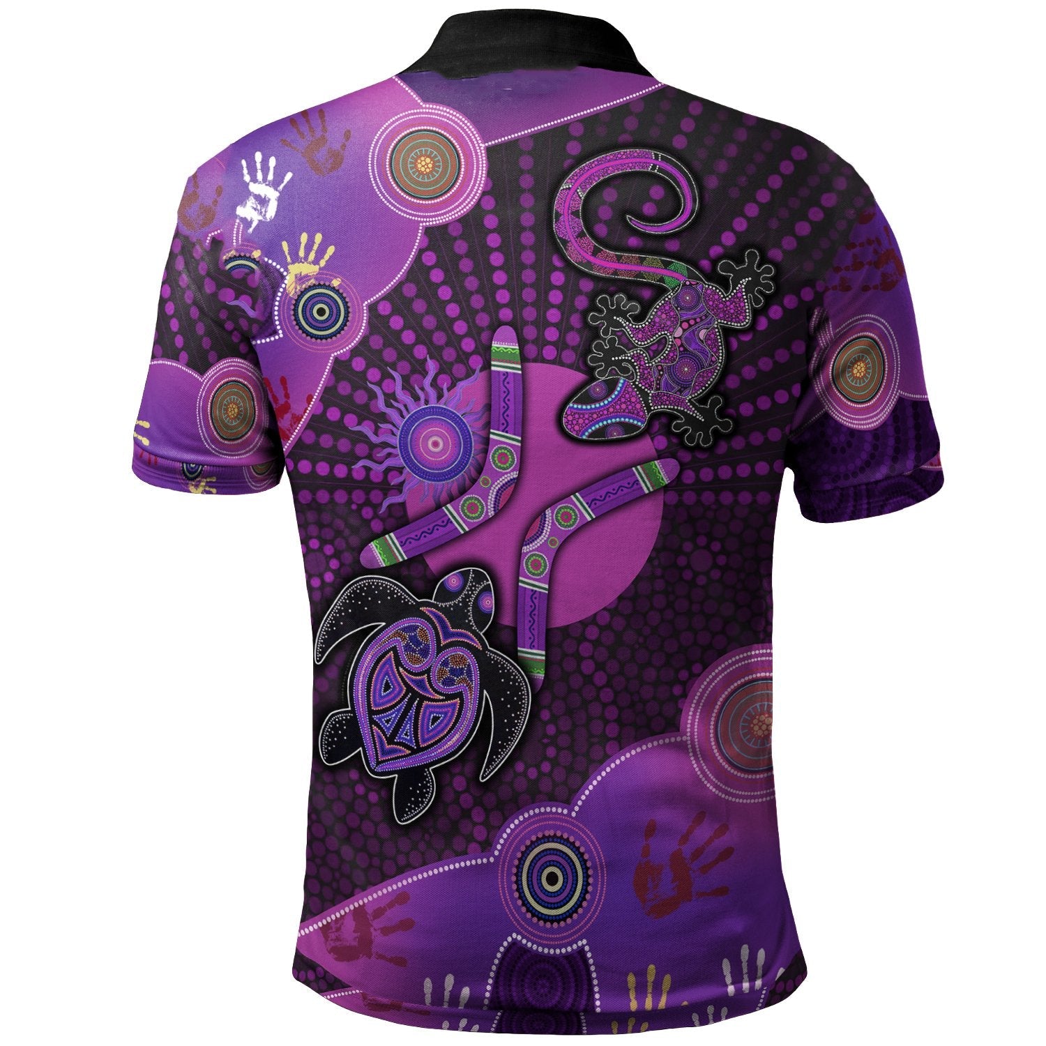 Aboriginal NAIDOC Week 2023 Purple Turtle Lizard Sun Polo Shirt - Vibe Hoodie Shop