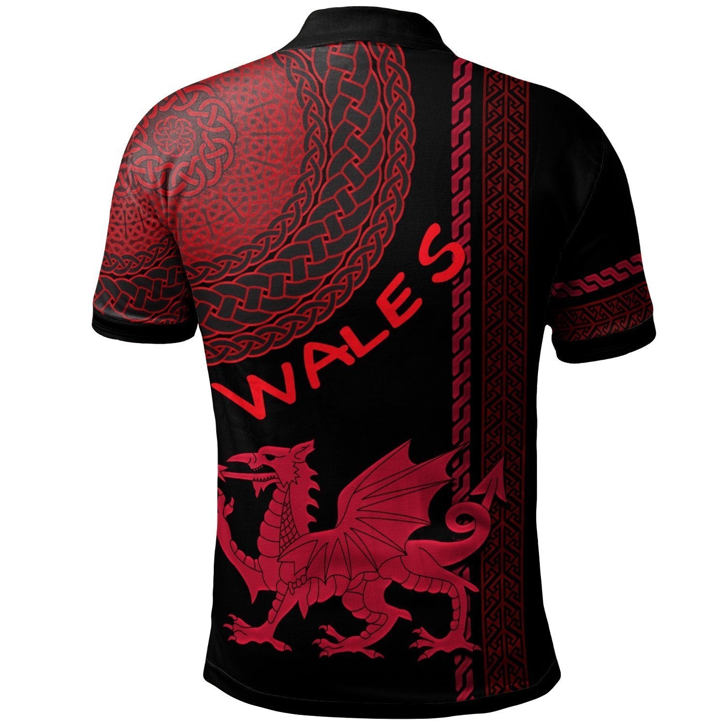 Wales Celtic Polo Shirt - Cymru and Celtic Pattern - Vibe Hoodie Shop