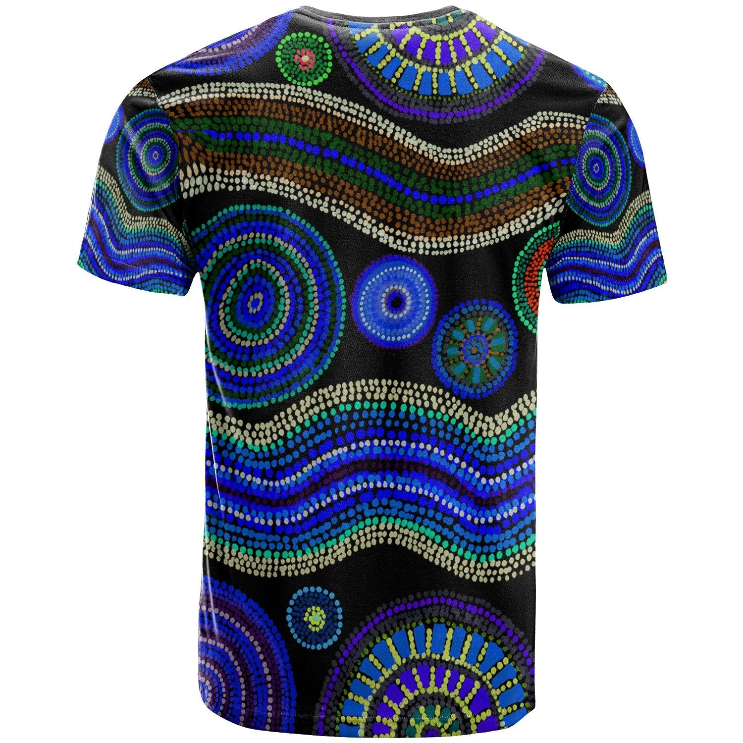 Tshirt - Aboriginal Dot Unique Style Blue - Vibe Hoodie Shop