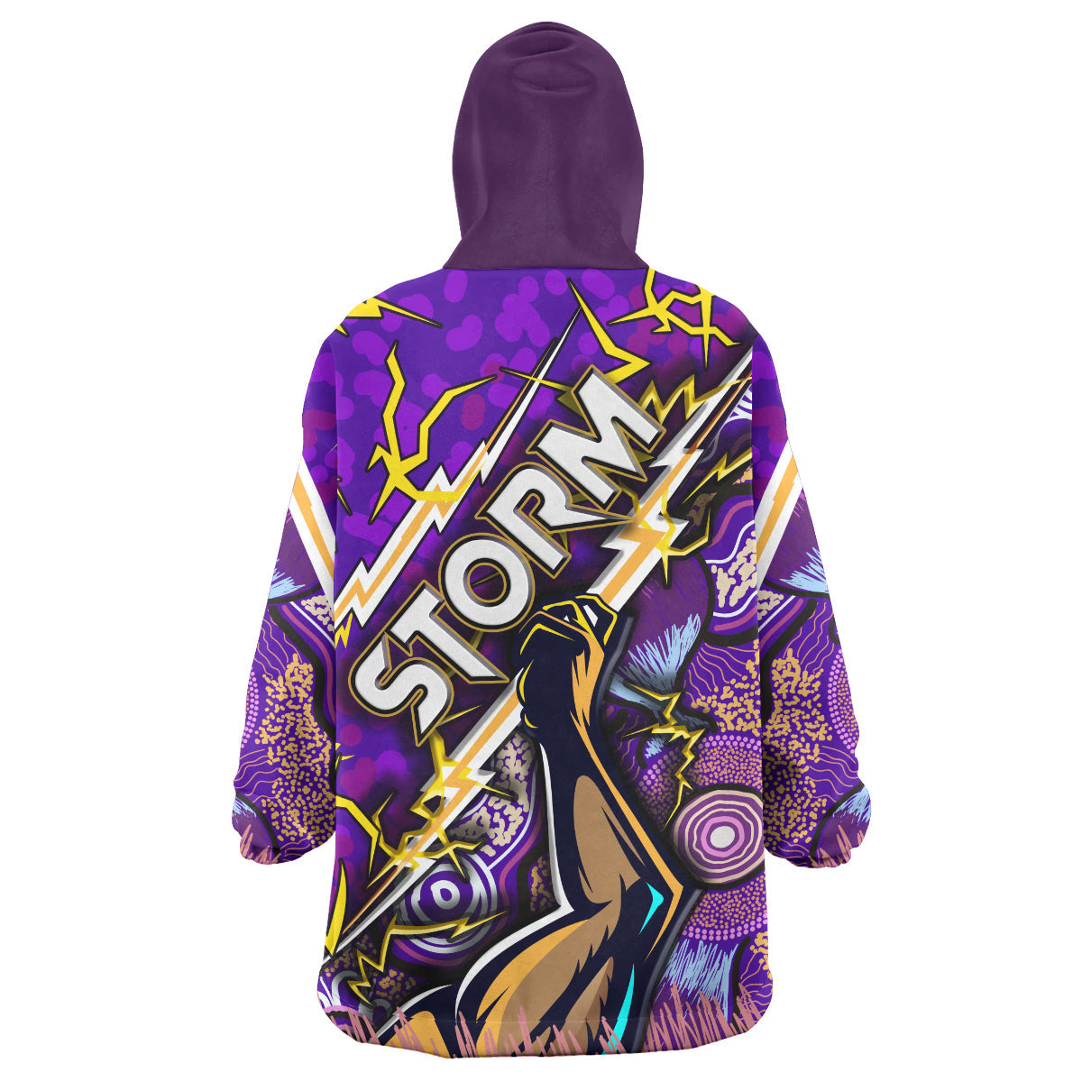 Storm Rugby Snug Hoodie - Custom Storm Thunder With Aboriginal Dot Painting Pattern Wearable Blanket Hoodie RLT14 - Vibe Hoodie Shop