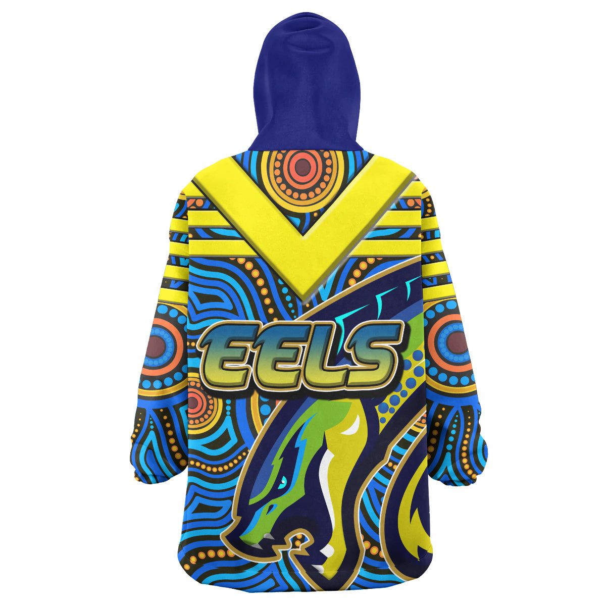 Eels Rugby Snug Hoodie - Custom Electric Eel With Aboriginal Patterns Wearable Blanket Hoodie RLT14 - Vibe Hoodie Shop