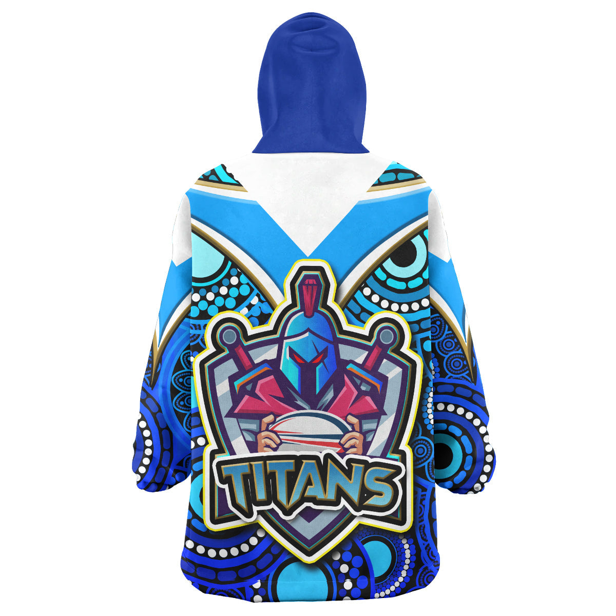 Titans Rugby Snug Hoodie - Custom Titans Rugby Aboriginal Style Pattern Wearable Blanket Hoodie RLT14 - Vibe Hoodie Shop