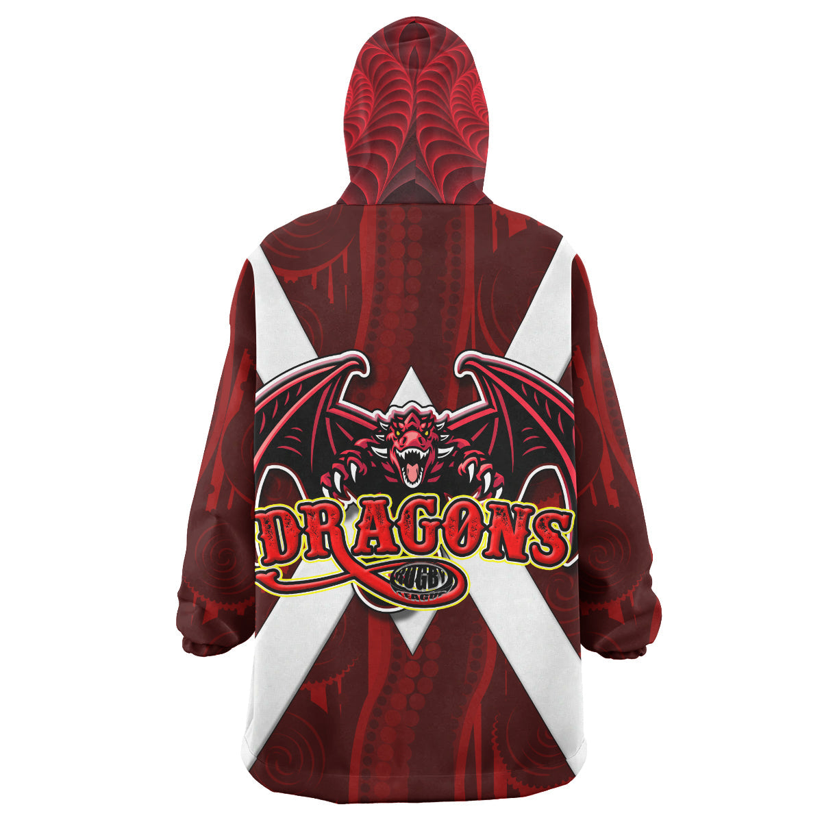 St. George Rugby Snug Hoodie - Custom Dragons With Rugby Ball Aboriginal Patterns Wearable Blanket Hoodie RLT14 - Vibe Hoodie Shop