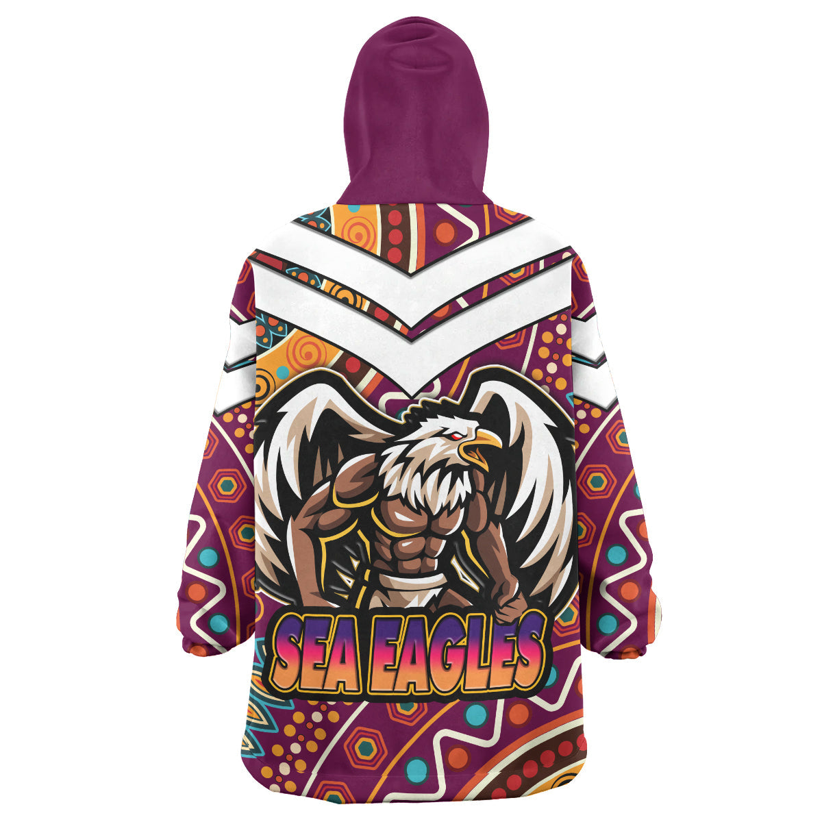 Sea Eagles Rugby Snug Hoodie - Custom Eagle Strong With Aboriginal Patterns Wearable Blanket Hoodie RLT14 - Vibe Hoodie Shop