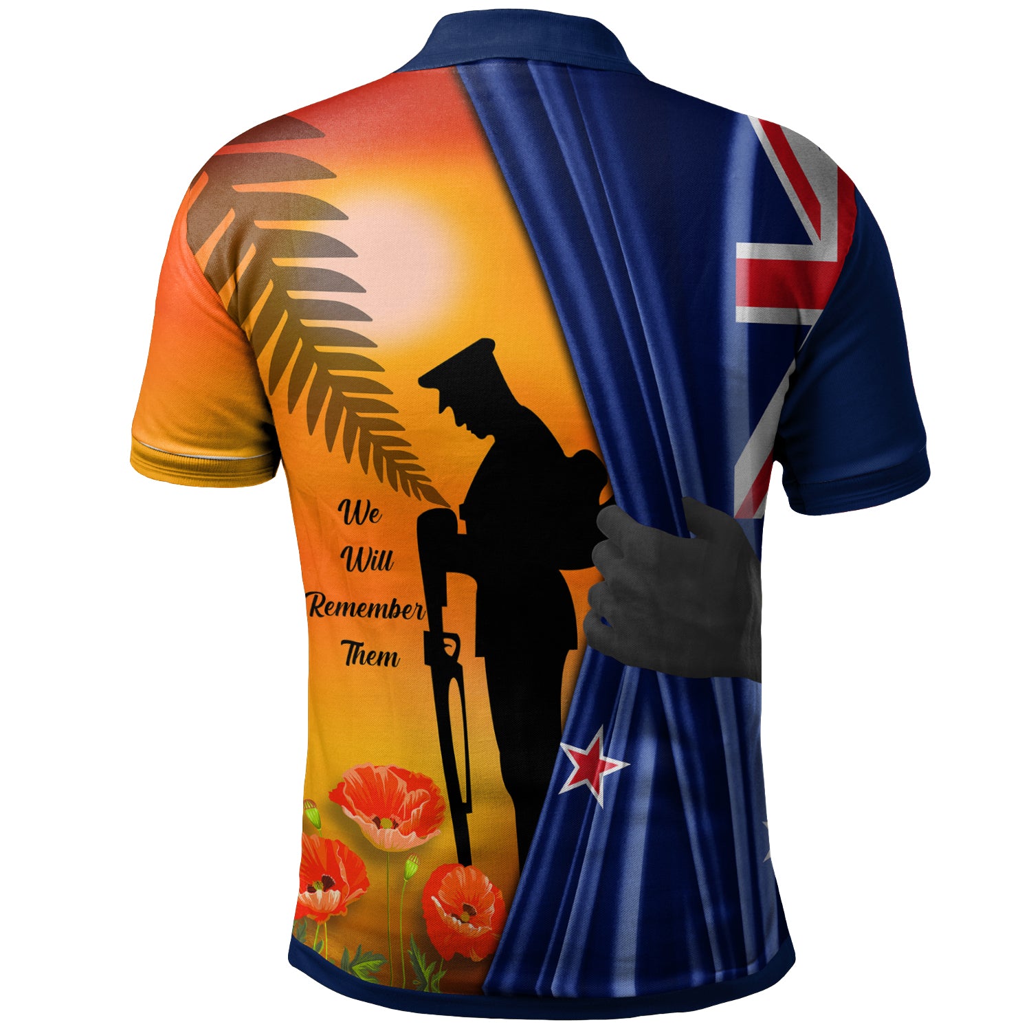 New Zealand Anzac Polo Shirt - We Will Remember Them Ver01 - Vibe Hoodie Shop