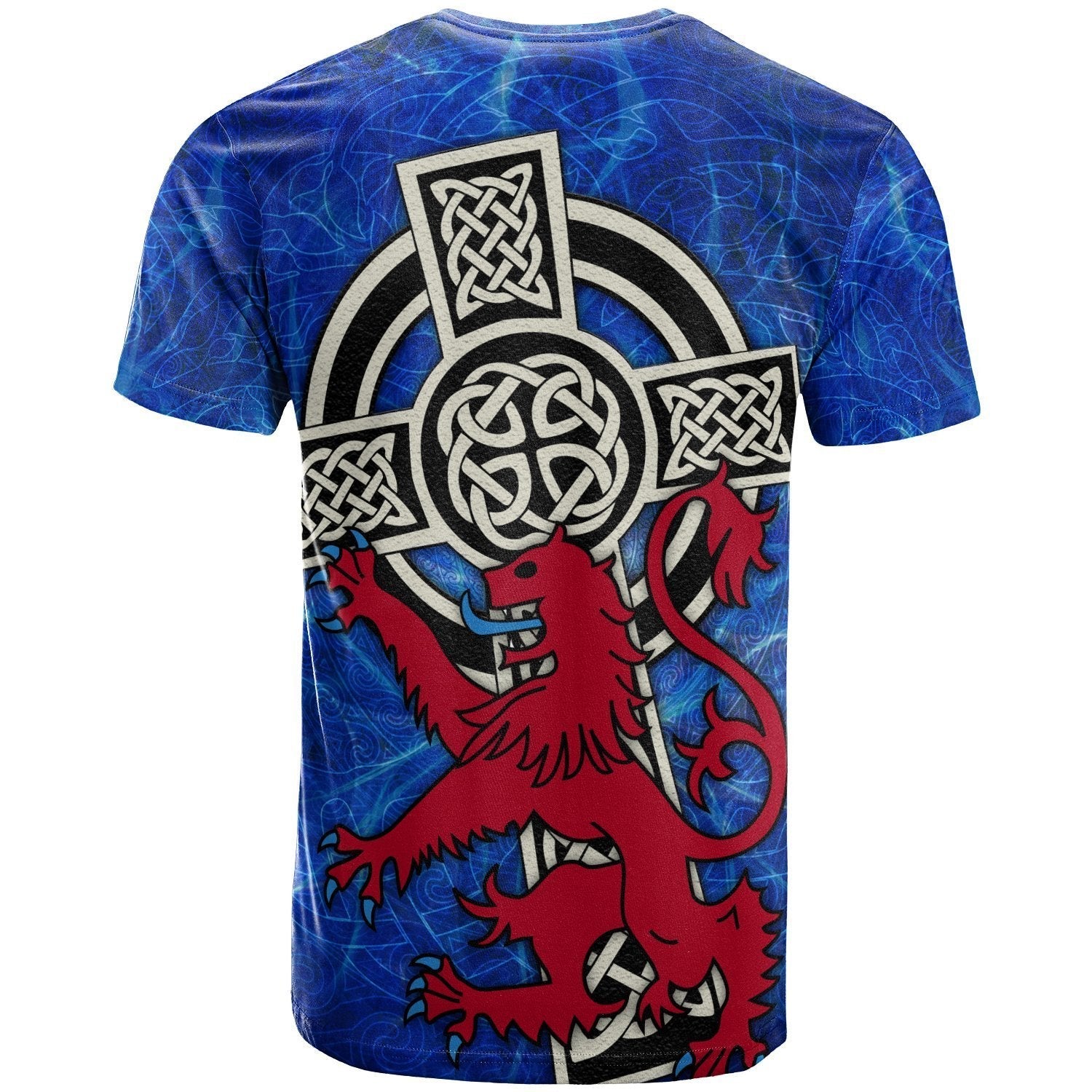 Scotland Celtic T shirt - Celtic Cross and Rampant Skew Style - Vibe Hoodie Shop