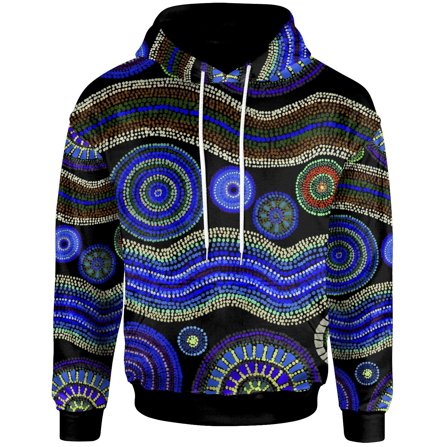 Hoodie - Aboriginal Dot Unique Style Blue - Vibe Hoodie Shop