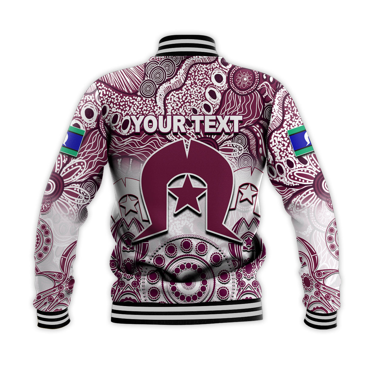 (Custom Personalised) Sea Eagles Torres Strait Islanders Mix Aboriginal Baseball Jacket - Vibe Hoodie Shop