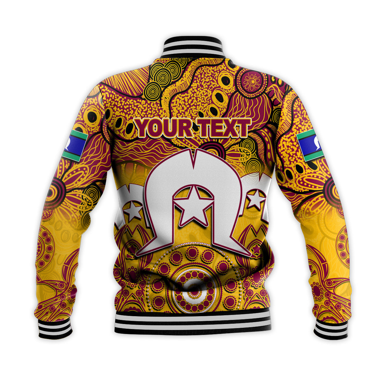 (Custom Personalised) Broncos Torres Strait Islanders Mix Aboriginal Baseball Jacket - Vibe Hoodie Shop