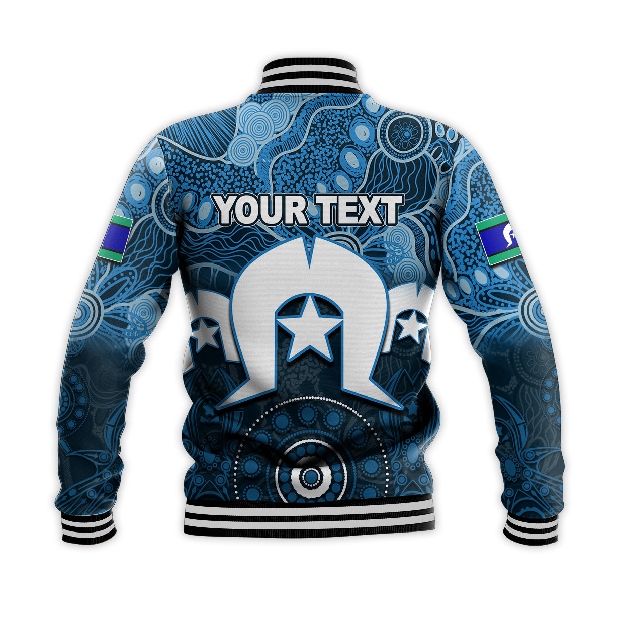 (Custom Personalised) Blues Australian Football Torres Strait Islanders Mix Aboriginal Baseball Jacket - Vibe Hoodie Shop