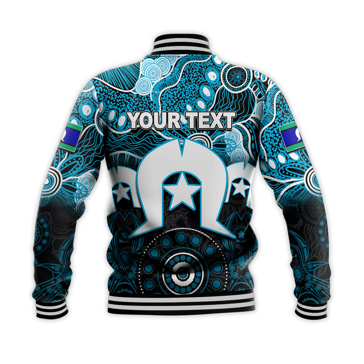 (Custom Personalised) Sharks Torres Strait Islanders Mix Aboriginal Baseball Jacket - Vibe Hoodie Shop