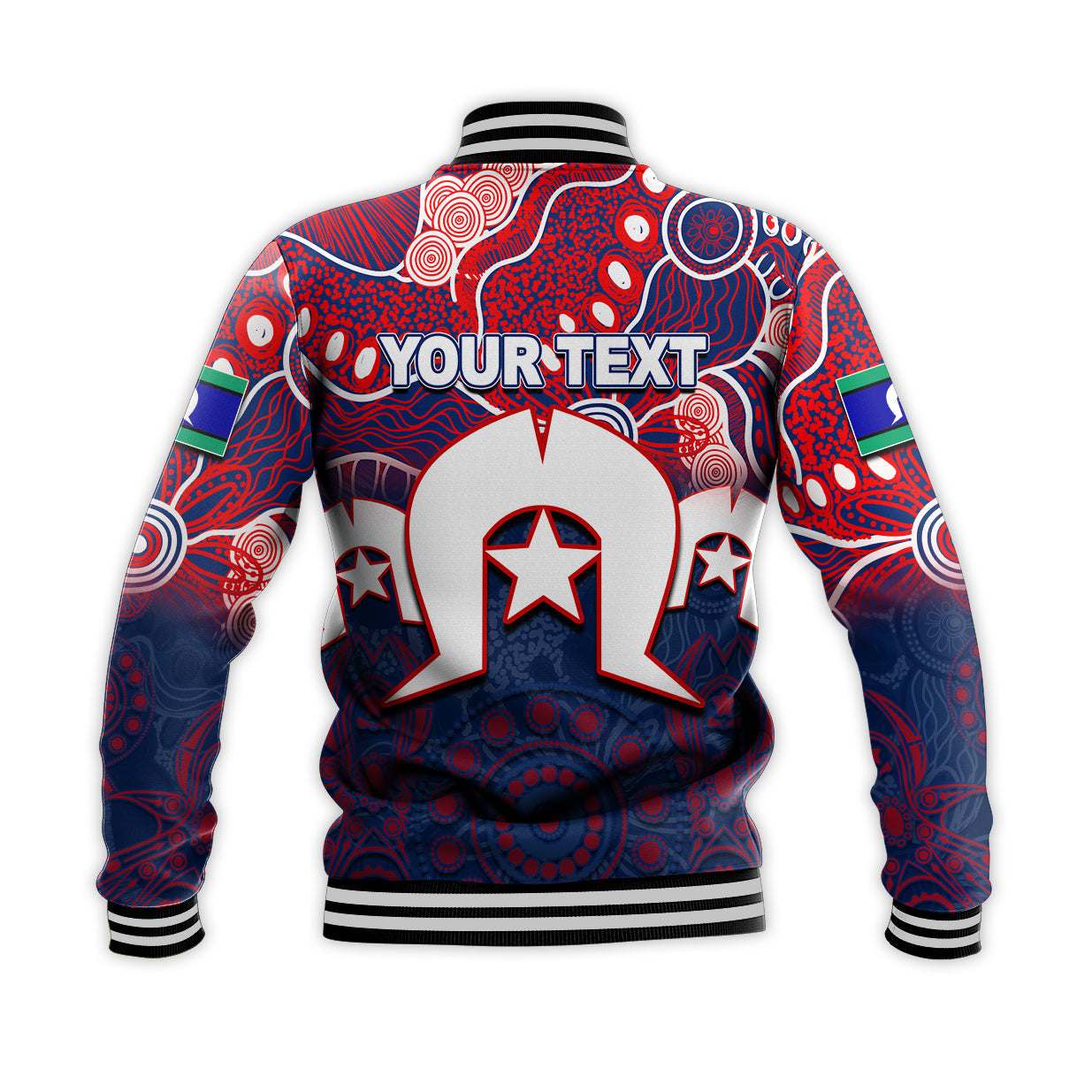 (Custom Personalised) Roosters Torres Strait Islanders Mix Aboriginal Baseball Jacket - Vibe Hoodie Shop