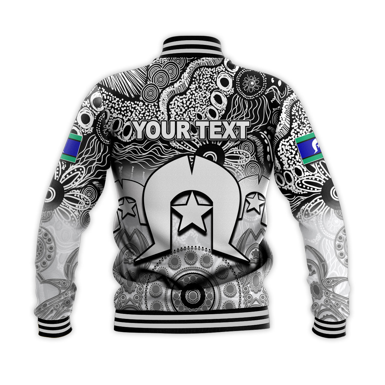 (Custom Personalised) Magpies Australian Football Torres Strait Islanders Mix Aboriginal Baseball Jacket - Vibe Hoodie Shop