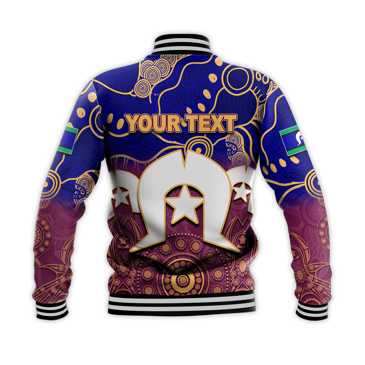 (Custom Personalised) Lions Australian Football Torres Strait Islanders Mix Aboriginal Baseball Jacket - Vibe Hoodie Shop