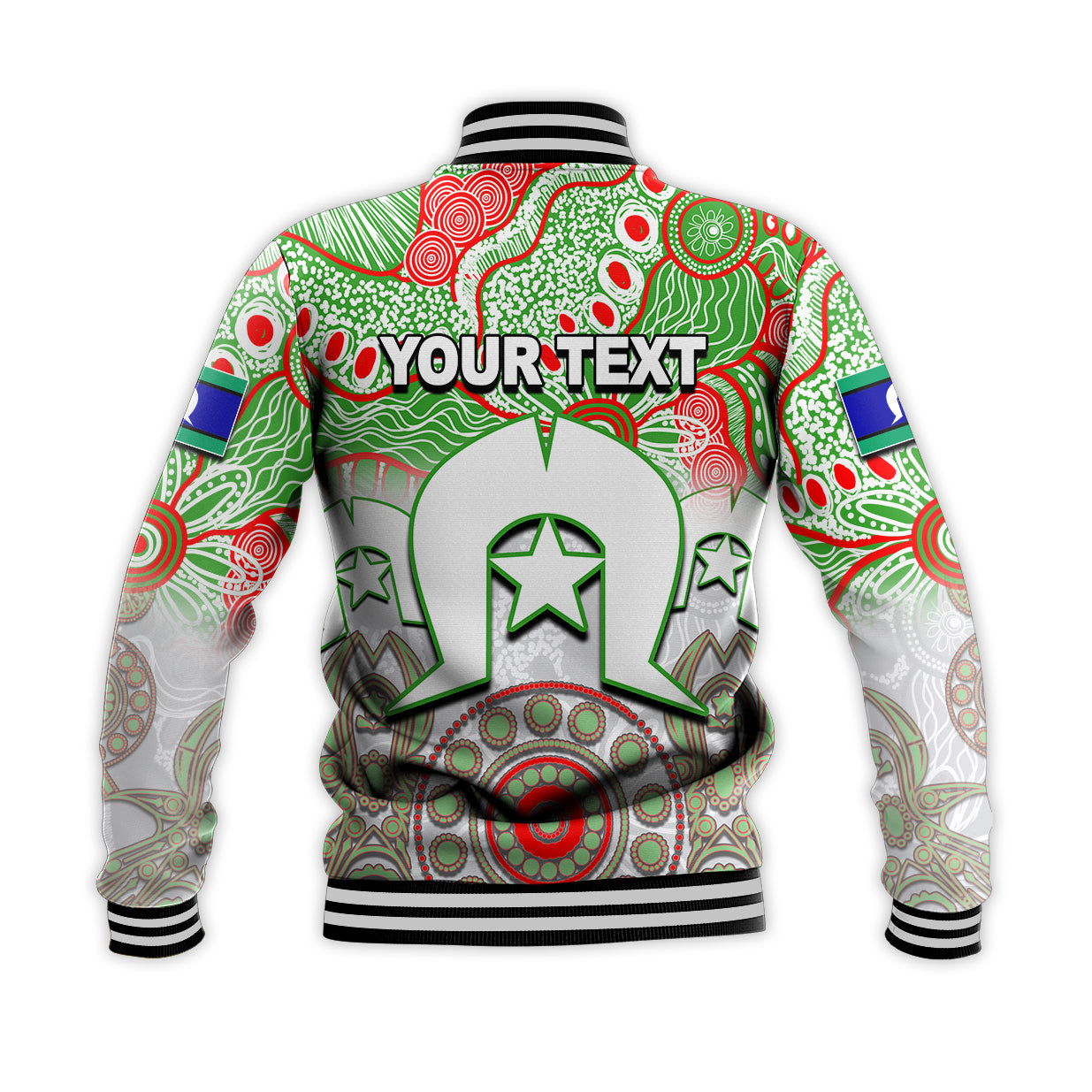 (Custom Personalised) Rabbitohs Torres Strait Islanders Mix Aboriginal Baseball Jacket - Vibe Hoodie Shop