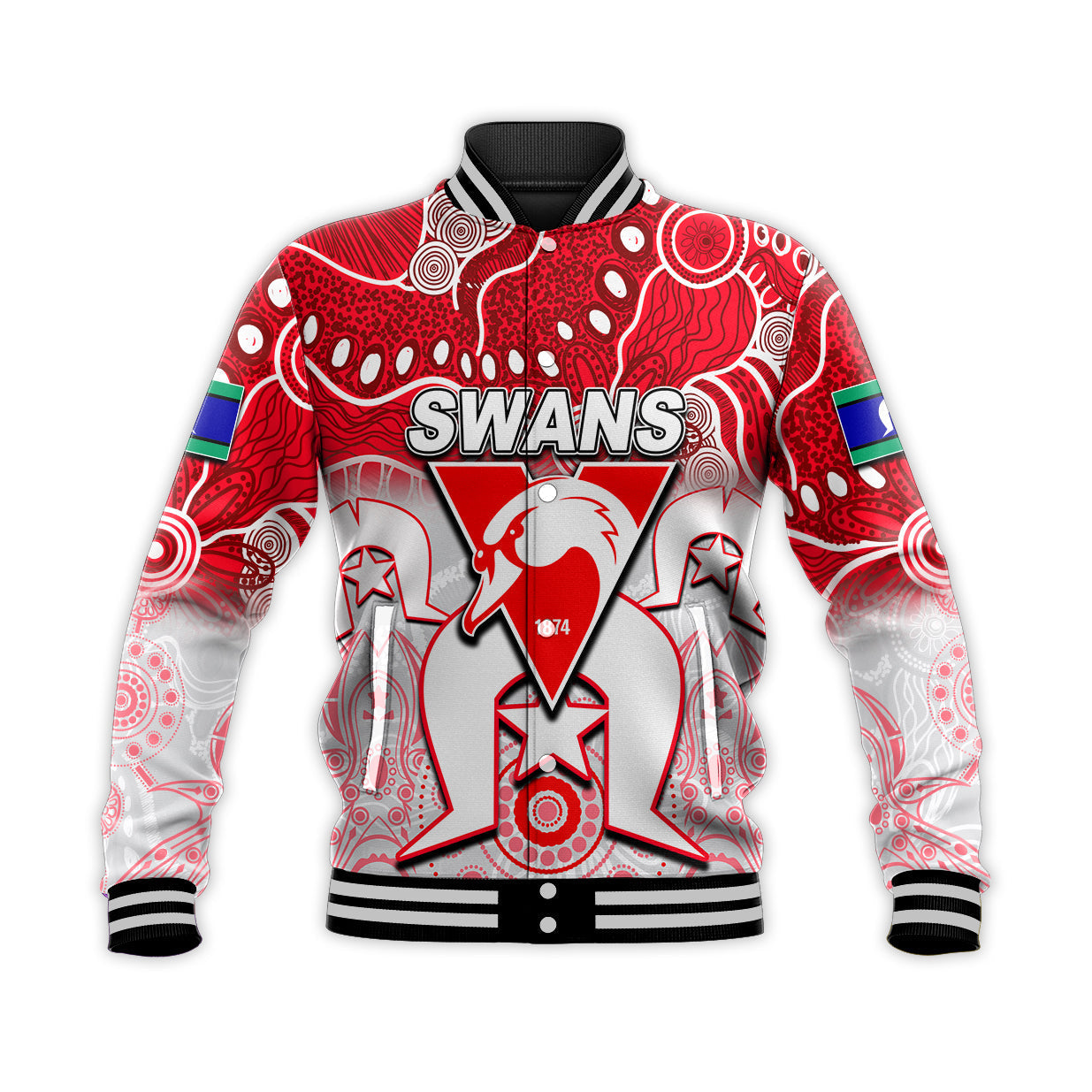 (Custom Personalised) Swans Australian Football ATorres Strait Islanders Mix Aboriginal Baseball Jacket - Vibe Hoodie Shop