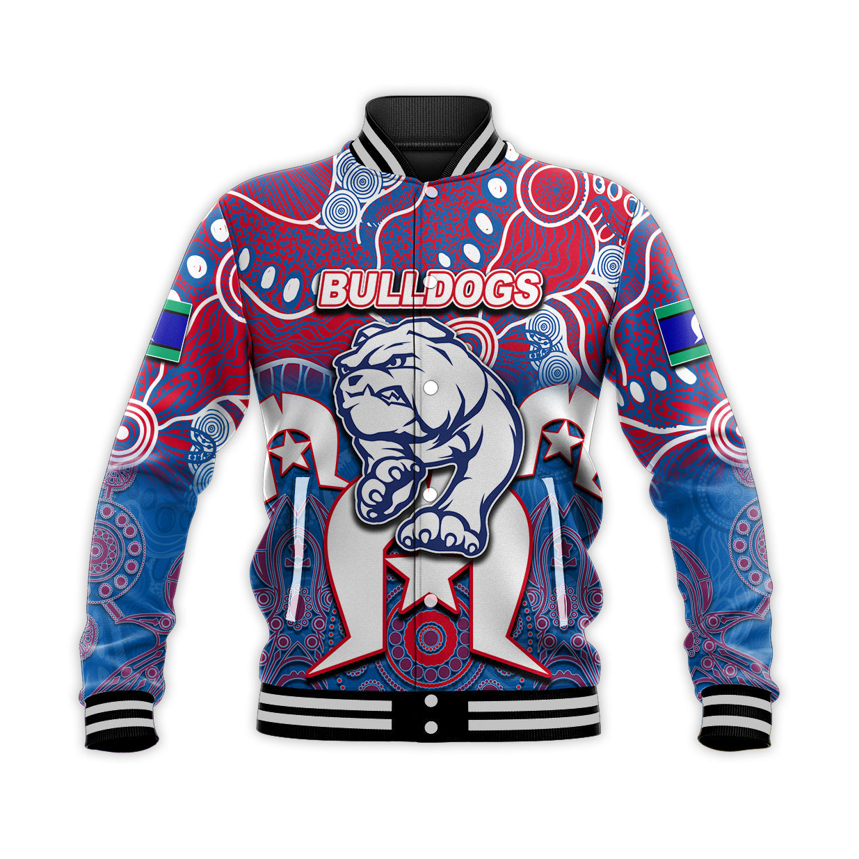 (Custom Personalised) Bulldogs Australian Football Torres Strait Islanders Mix Aboriginal Baseball Jacket - Vibe Hoodie Shop