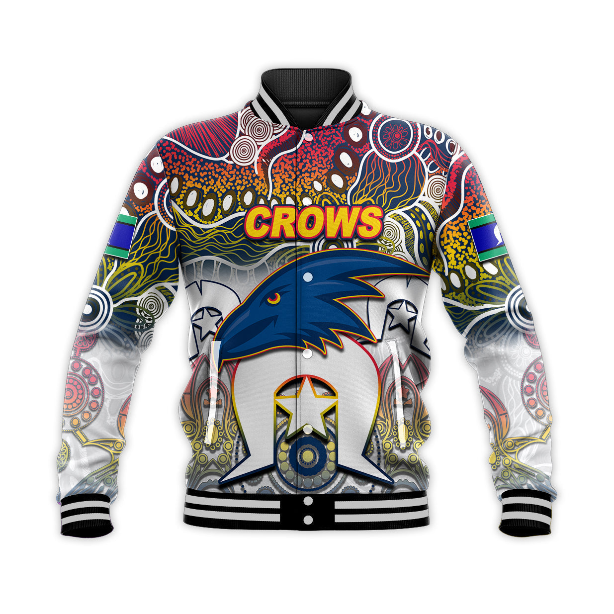 (Custom Personalised) Crows Australian Football Torres Strait Islanders Mix Aboriginal Baseball Jacket - Vibe Hoodie Shop