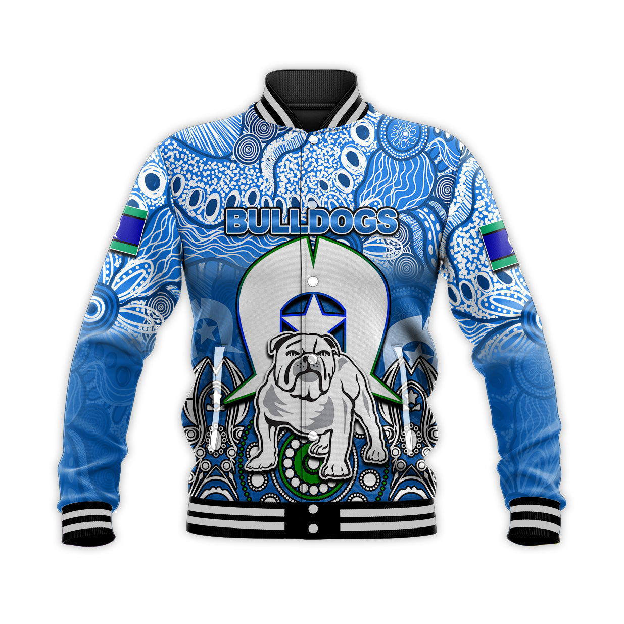 (Custom Personalised) Bulldogs Torres Strait Islanders Mix Aboriginal Baseball Jacket - Vibe Hoodie Shop