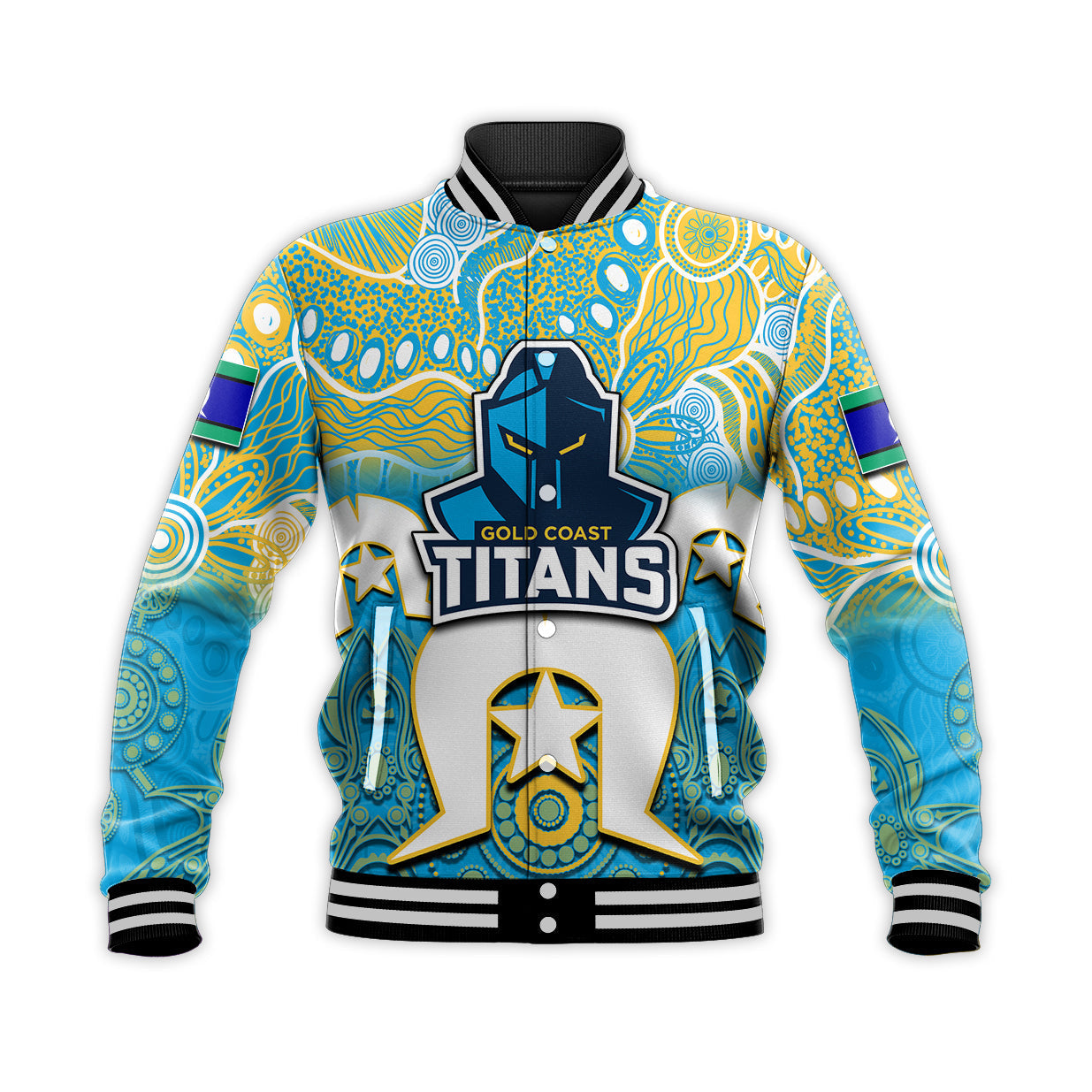 (Custom Personalised) Titans Torres Strait Islanders Mix Aboriginal Baseball Jacket - Vibe Hoodie Shop