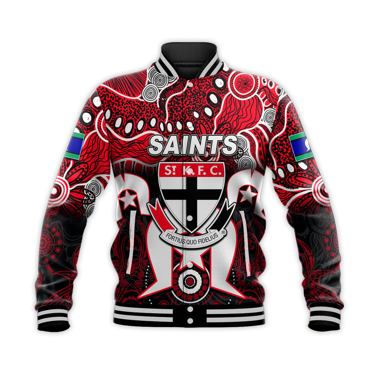 (Custom Personalised) Saints Australian Football Torres Strait Islanders Mix Aboriginal Baseball Jacket - Vibe Hoodie Shop