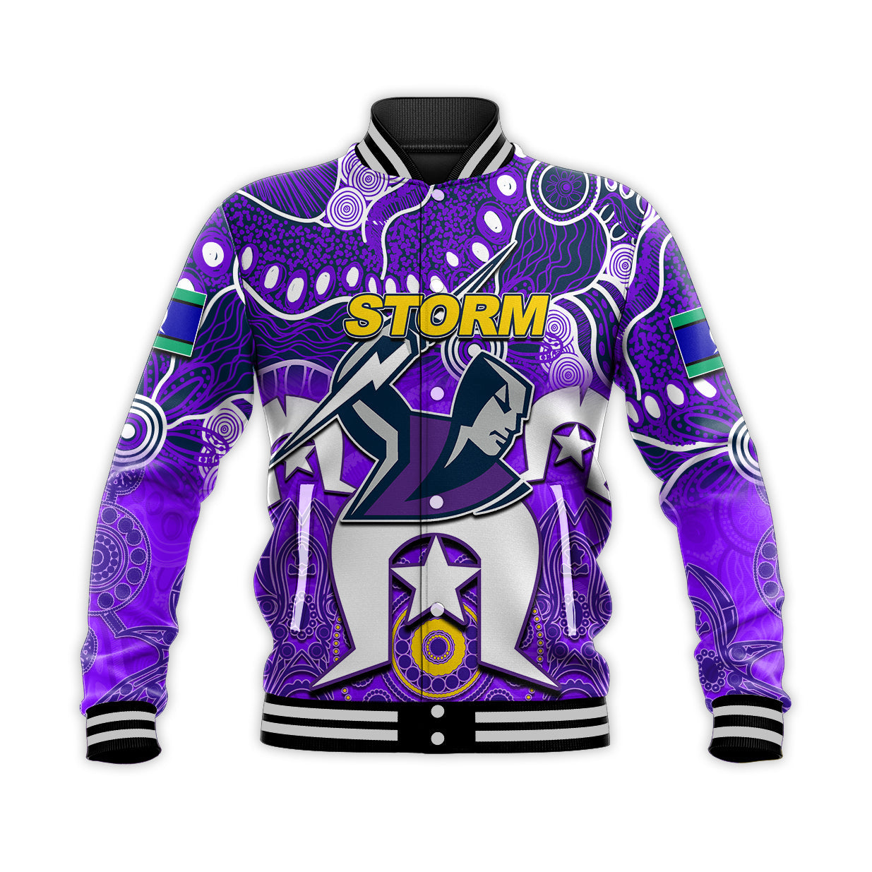 (Custom Personalised) Storm Torres Strait Islanders Mix Aboriginal Baseball Jacket - Vibe Hoodie Shop