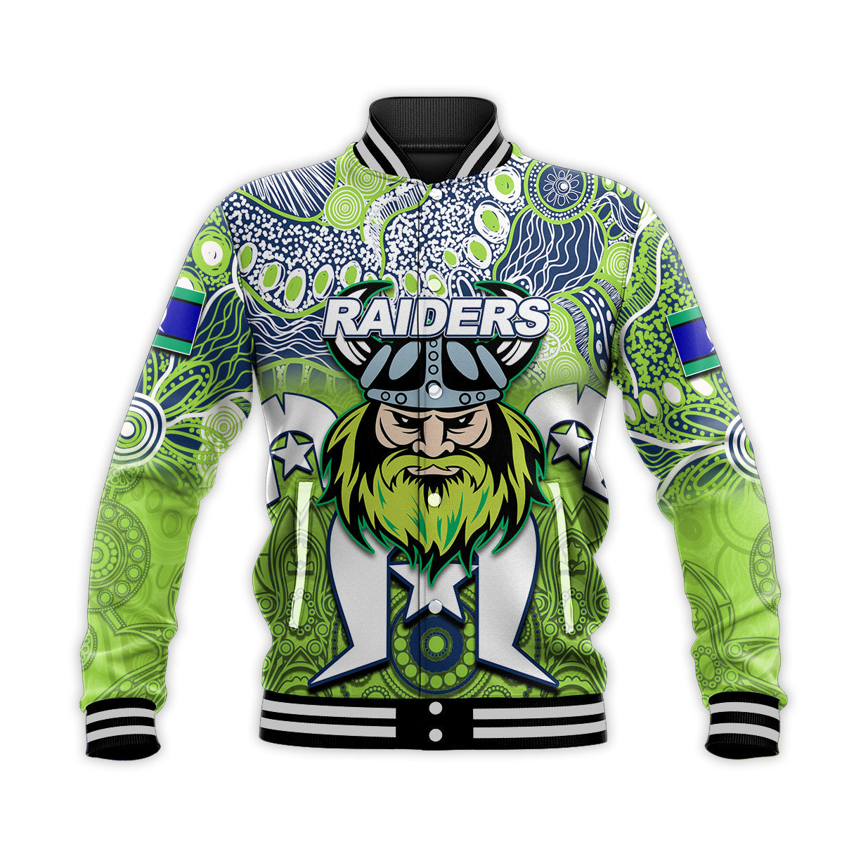 (Custom Personalised) Raiders Torres Strait Islanders Mix Aboriginal Baseball Jacket - Vibe Hoodie Shop