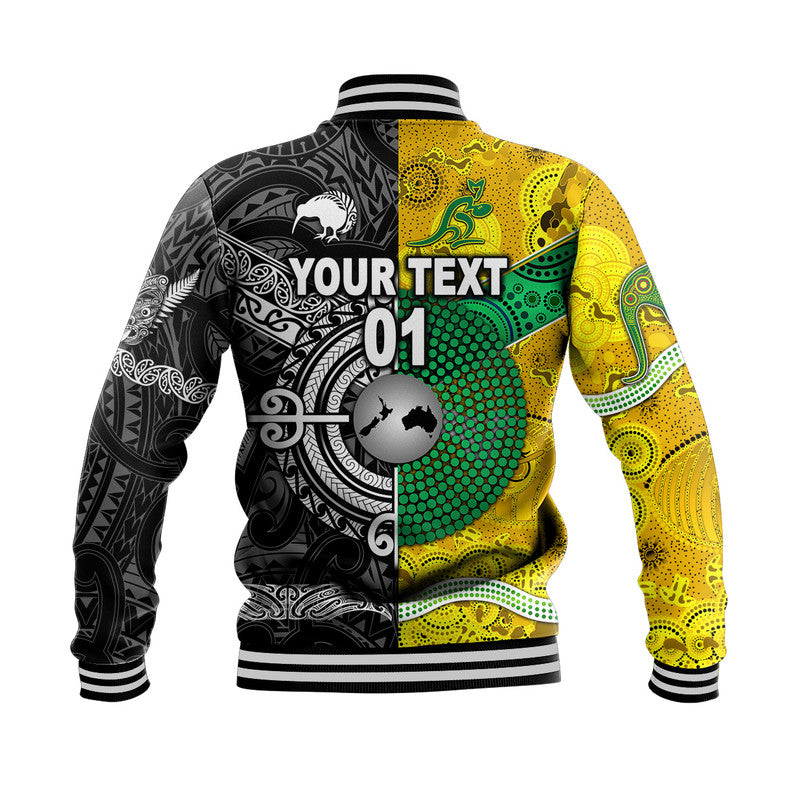 (Custom Personalised) New Zealand Maori All Black And Australia Wallabies Aboriginal Baseball Jacket Rugby Together - Vibe Hoodie Shop