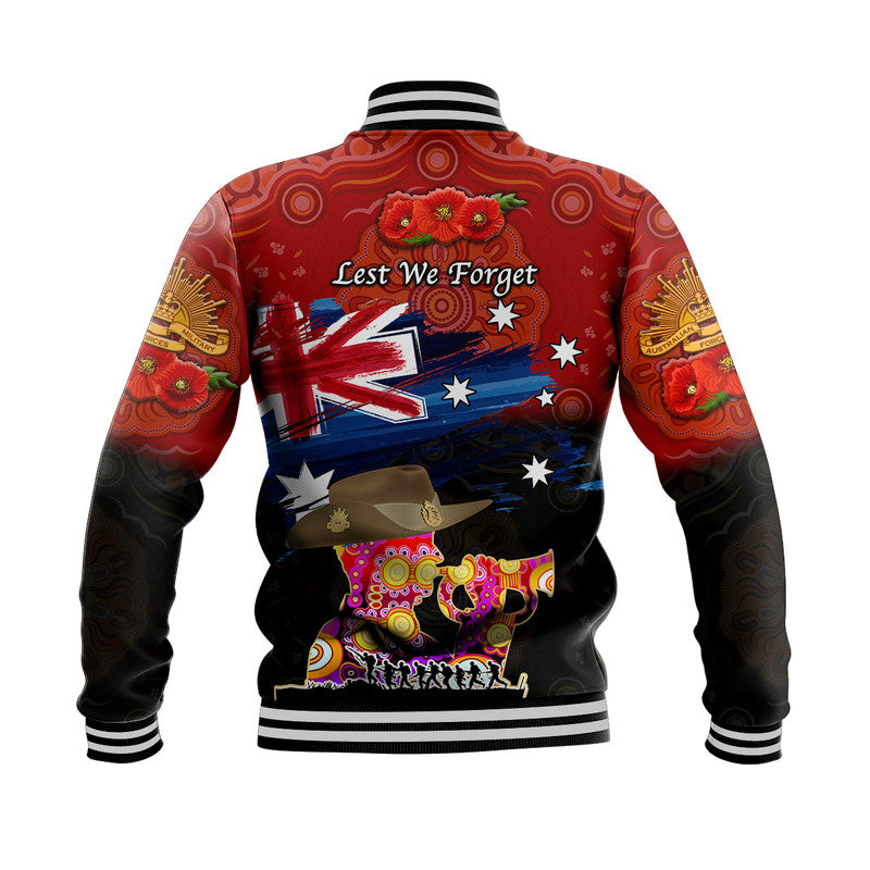 Australia Aboriginal ANZAC Baseball Jacket Remembrance Vibes - Red - Vibe Hoodie Shop