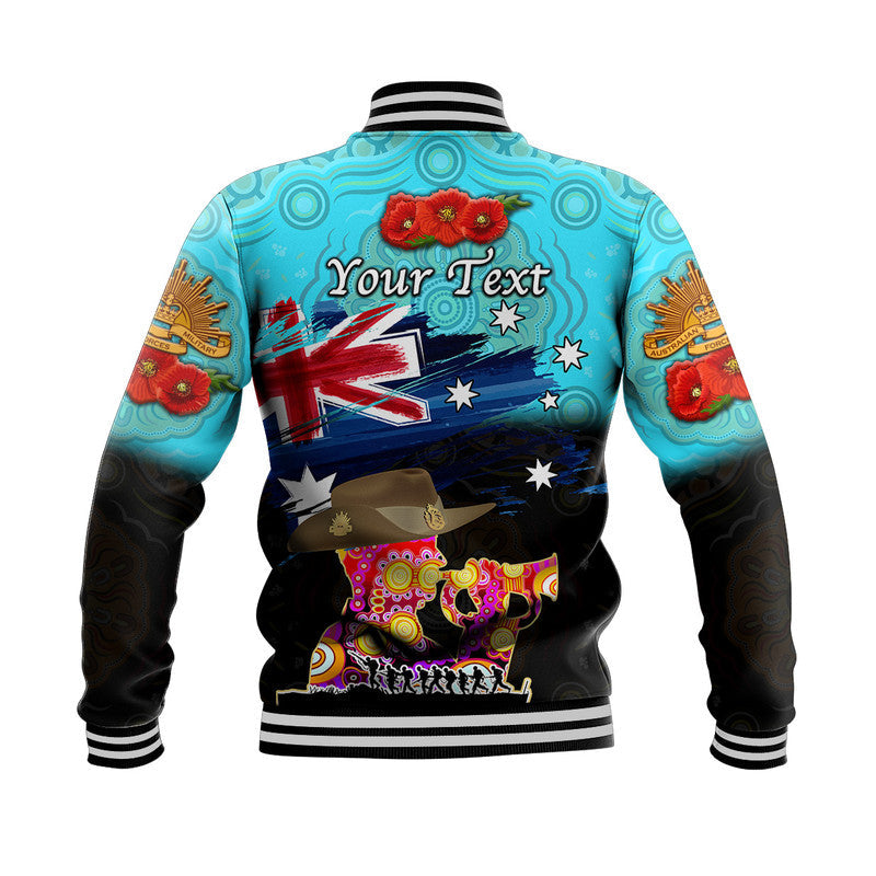 (Custom Personalised) Australia Aboriginal ANZAC Baseball Jacket Remembrance Vibes - Blue - Vibe Hoodie Shop