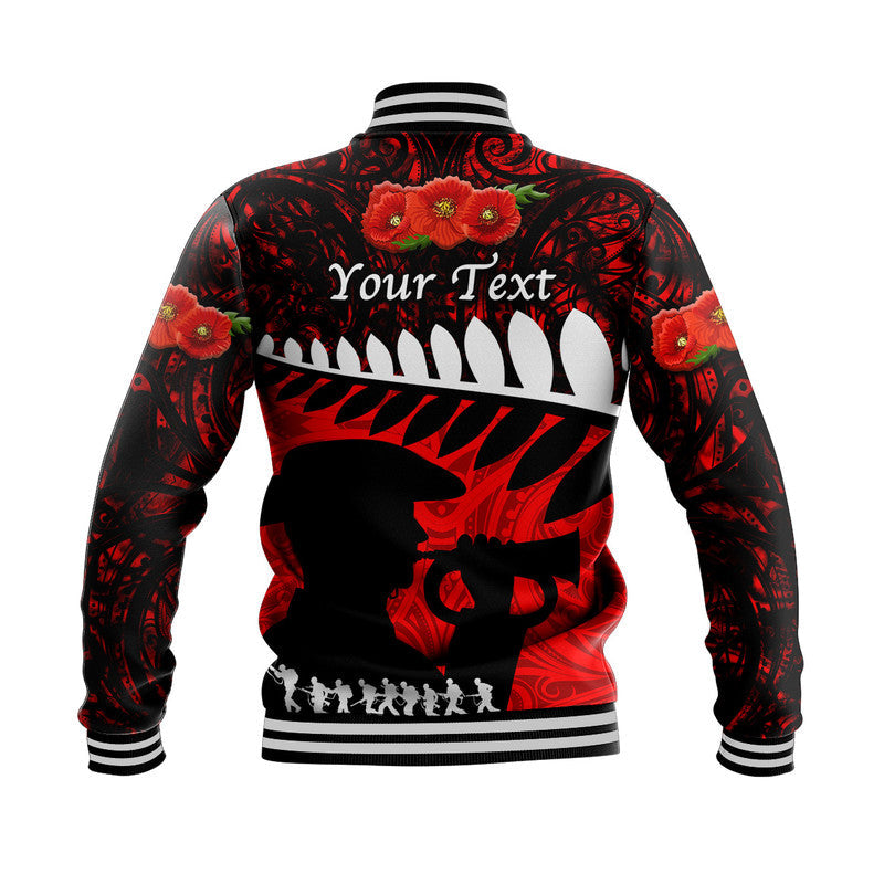 (Custom Personalised) New Zealand Maori ANZAC Baseball Jacket Remembrance Soldier - Red - Vibe Hoodie Shop