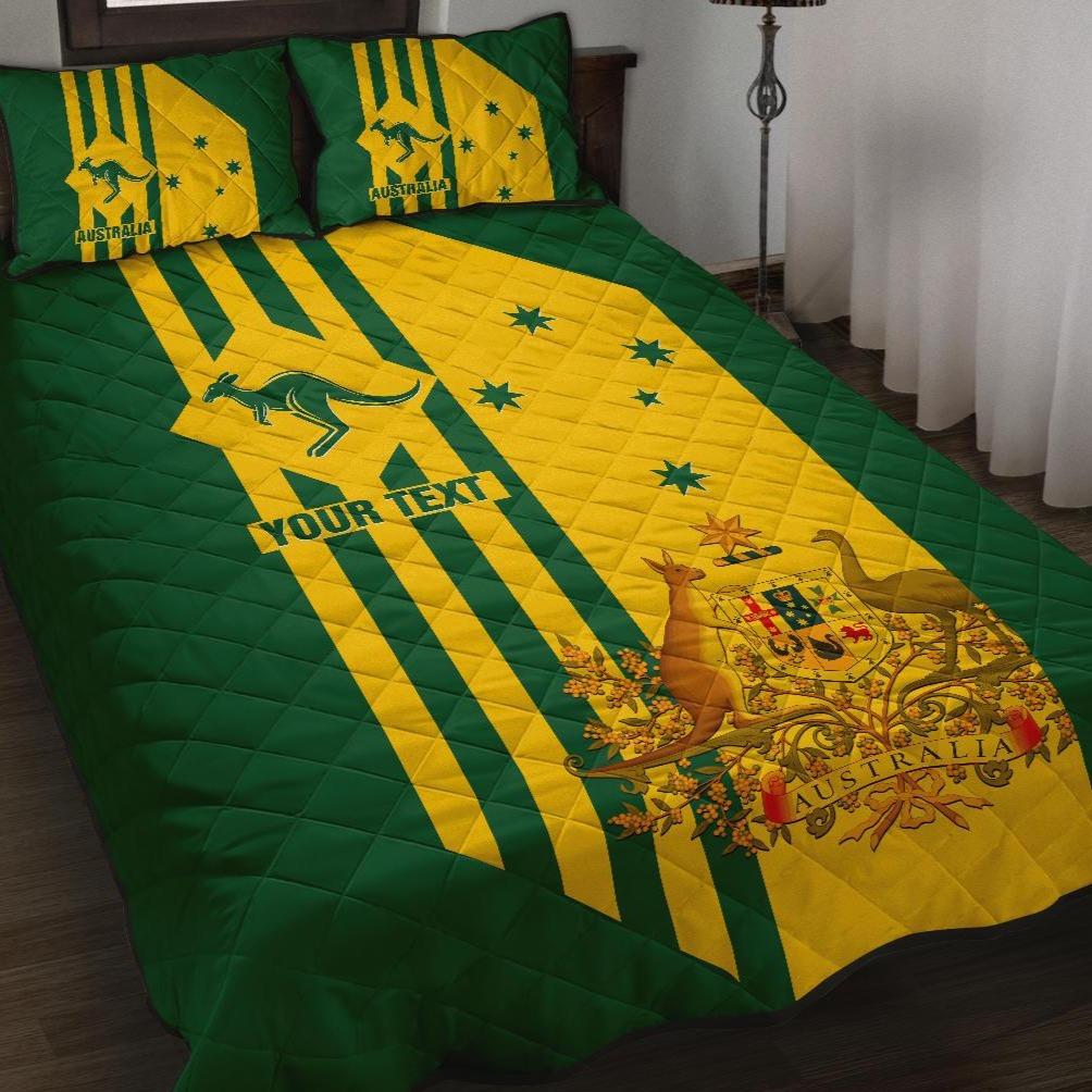 Custom Quilt Bed Set - Australia Kangaroo Sign National Color - Vibe Hoodie Shop