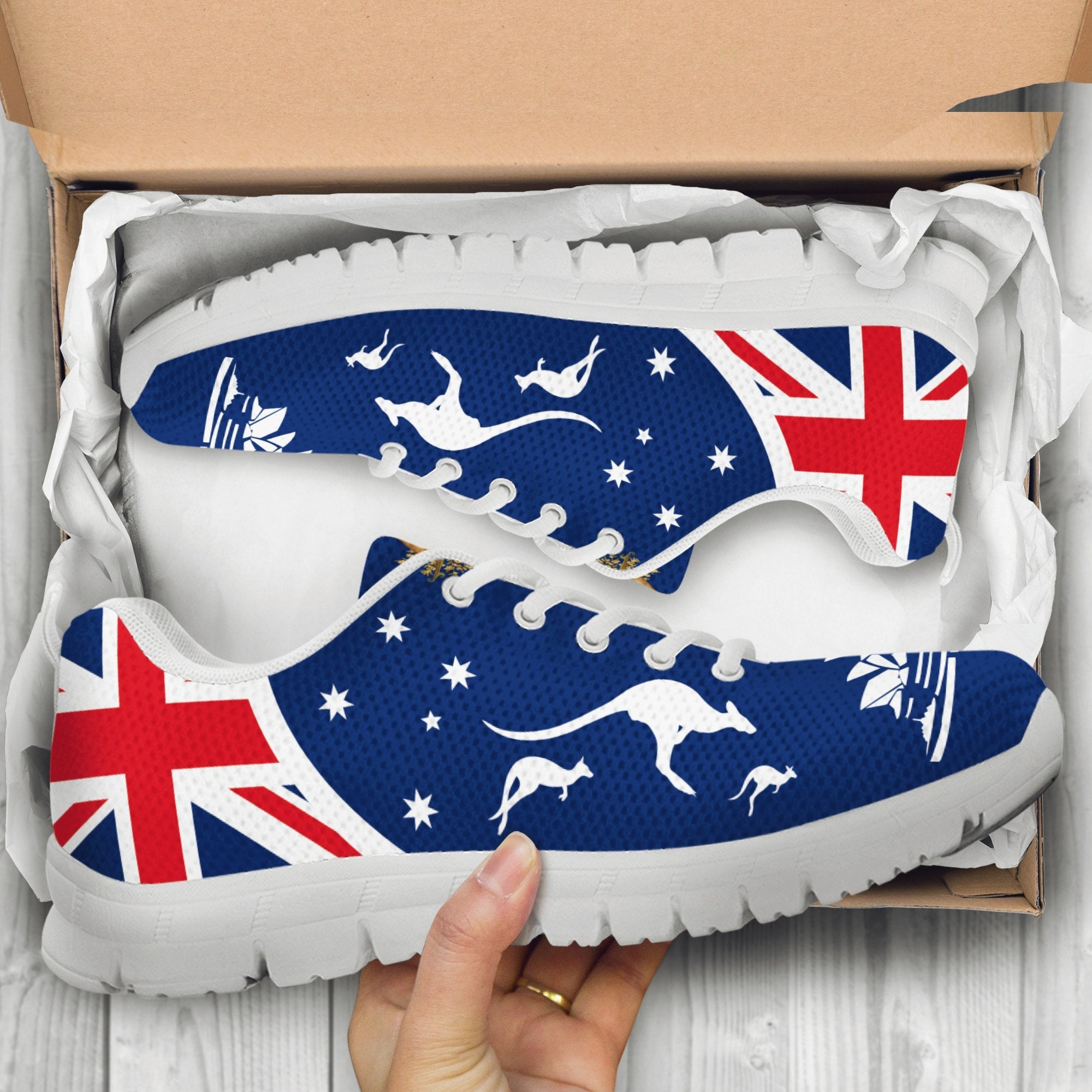 Sneakers - Australian Coat Of Arms Shoes Kangaroo Sydney Opera - Unisex - Vibe Hoodie Shop