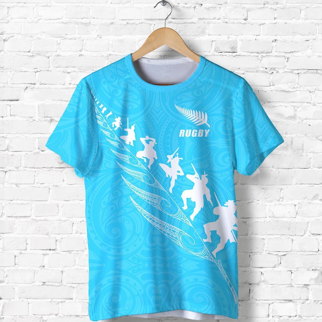 New Zealand Shirt, Rugby Haka Fern T shirt Blue - Vibe Hoodie Shop