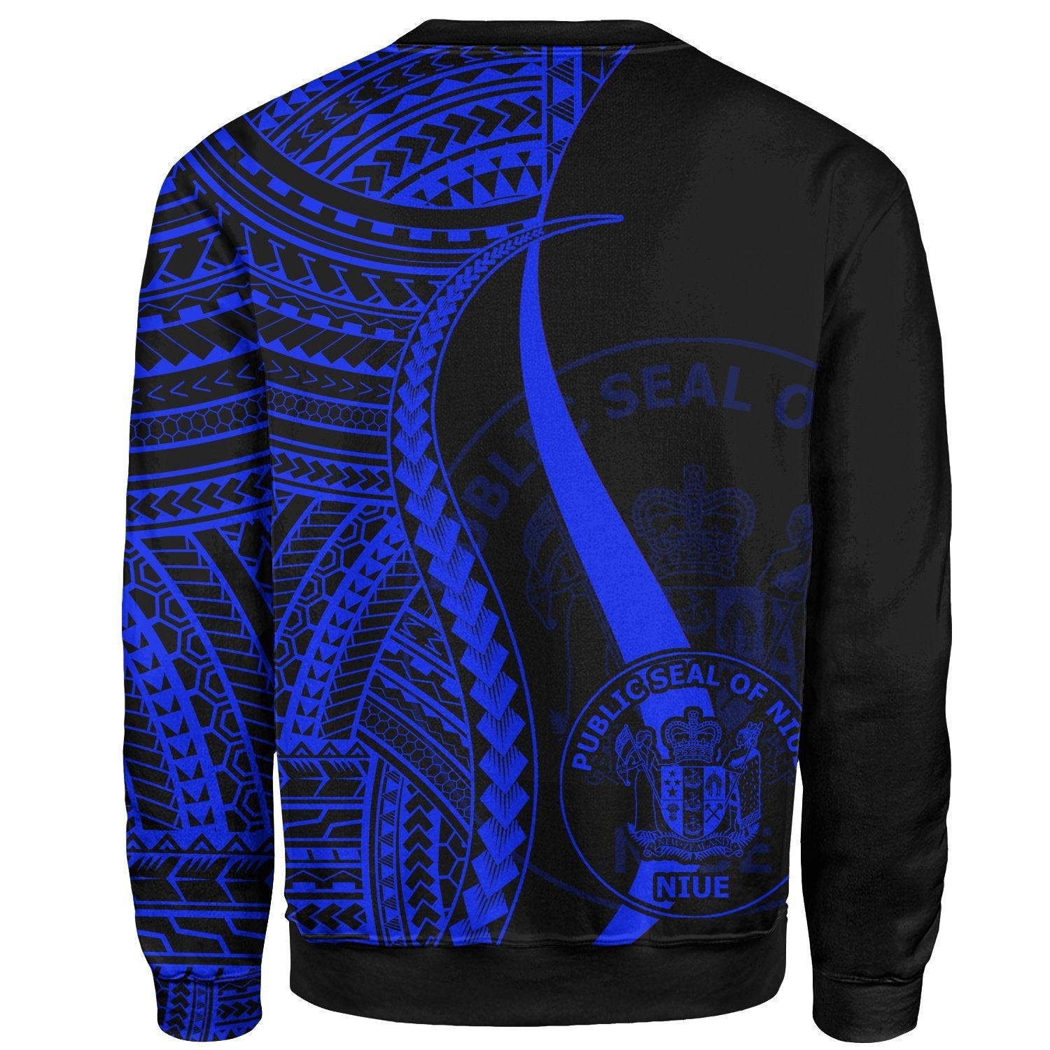 Niue Custom Personalised Sweatshirt - Blue Polynesian Tentacle Tribal Pattern - Vibe Hoodie Shop
