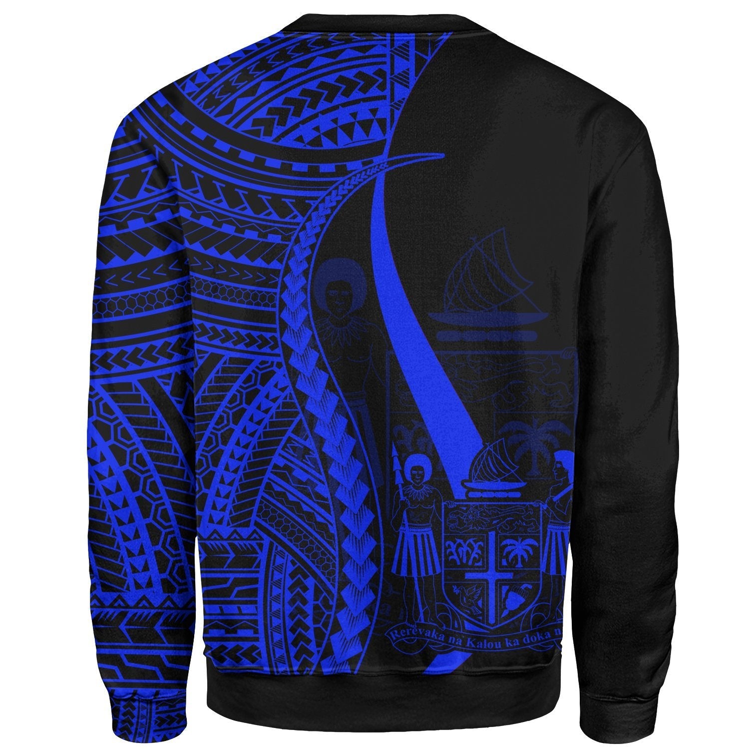 Fiji Custom Personalised Sweatshirt - Blue Polynesian Tentacle Tribal Pattern Crest - Vibe Hoodie Shop