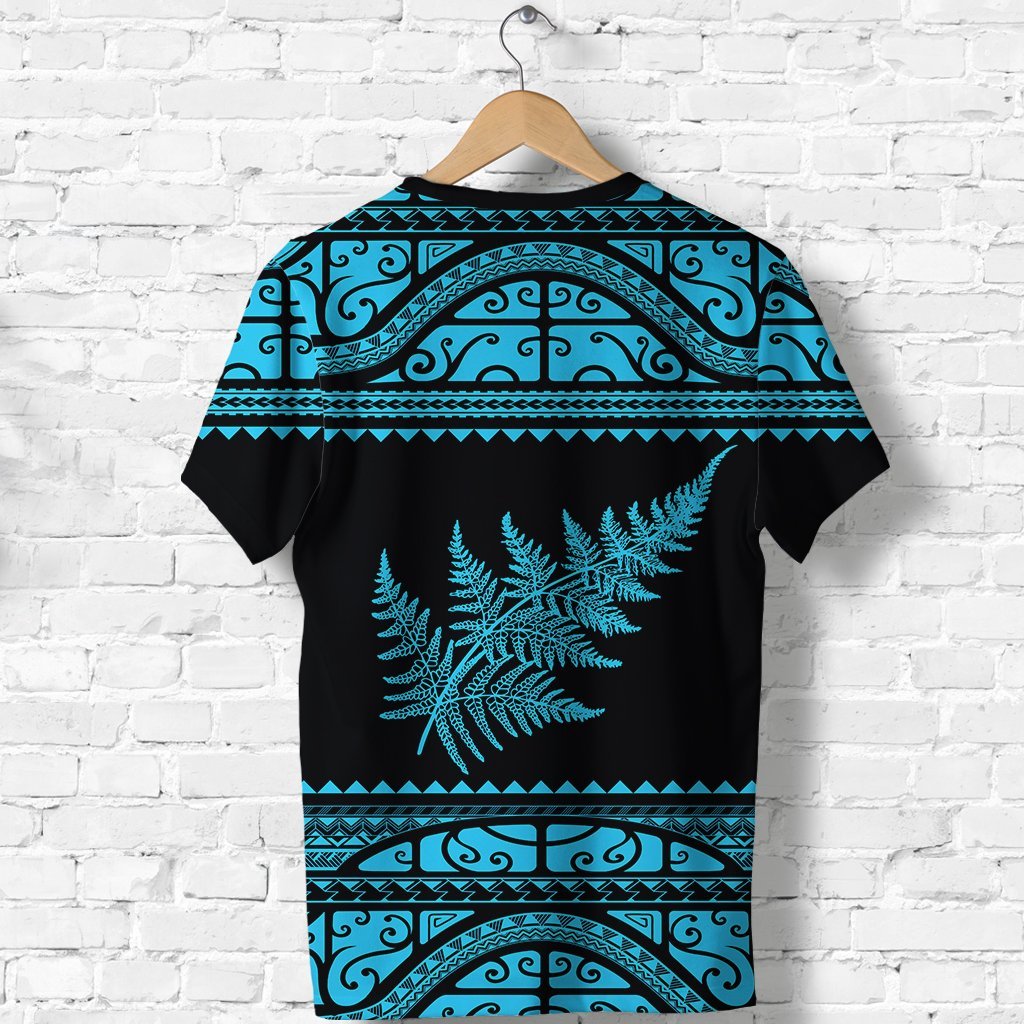 New Zealand Maori Shirt, Aotearoa Silver Fern T shirt - Blue - Vibe Hoodie Shop