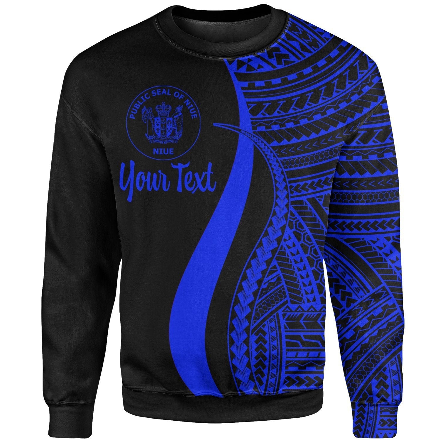 Niue Custom Personalised Sweatshirt - Blue Polynesian Tentacle Tribal Pattern - Vibe Hoodie Shop