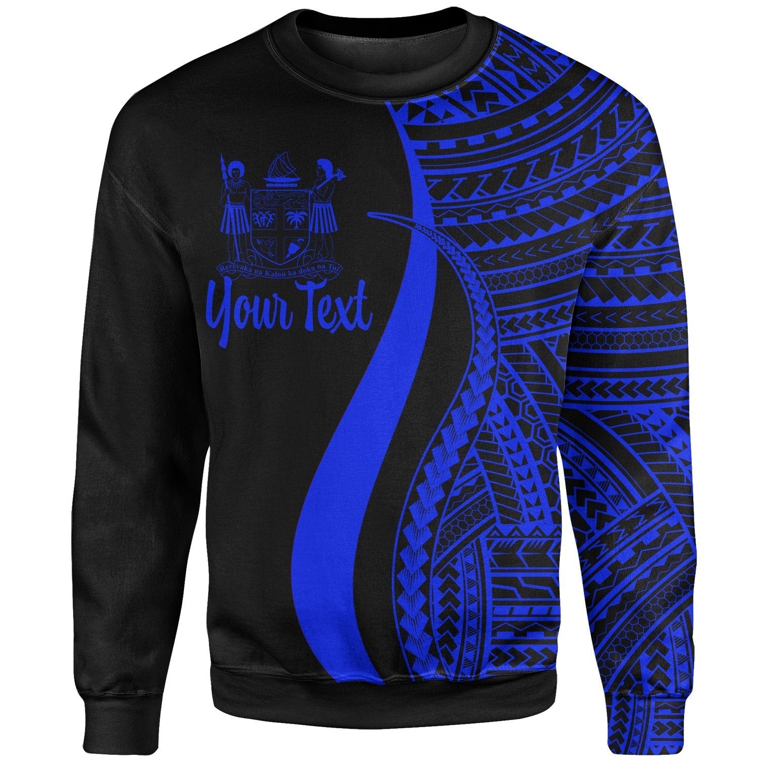 Fiji Custom Personalised Sweatshirt - Blue Polynesian Tentacle Tribal Pattern Crest - Vibe Hoodie Shop