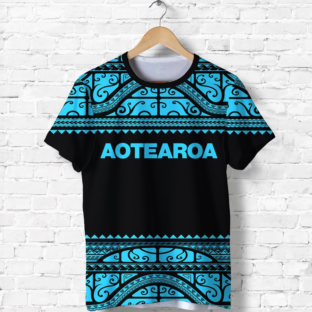 New Zealand Maori Shirt, Aotearoa Silver Fern T shirt - Blue - Vibe Hoodie Shop